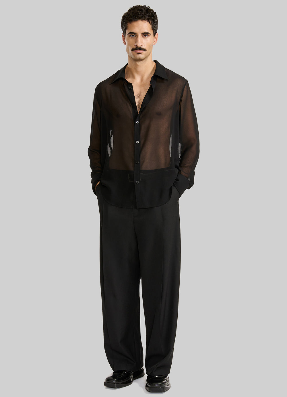 Louis Gabriel Nouchi Classic Transparent Shirt - Black - 1