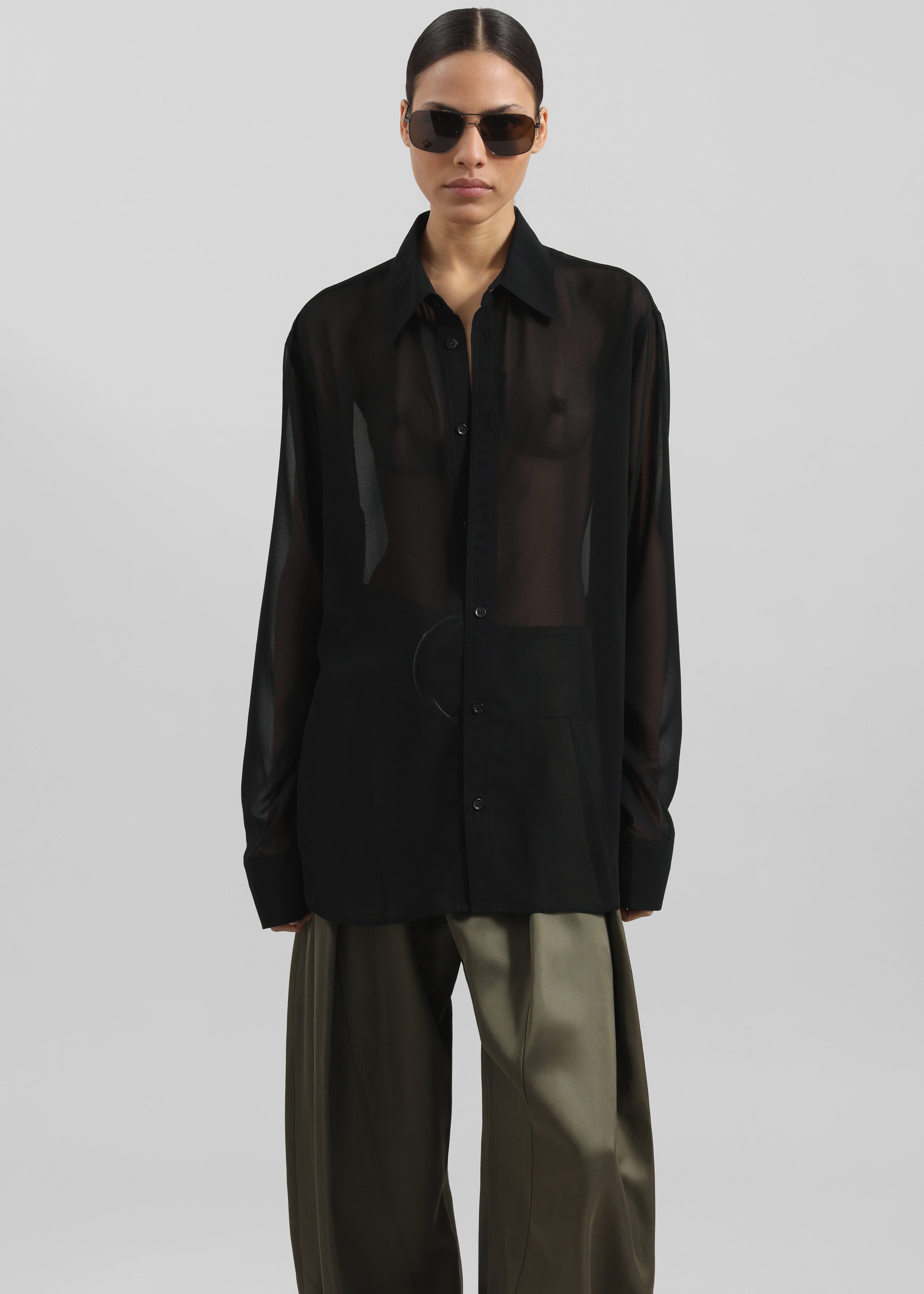 Louis Gabriel Nouchi Classic Transparent Shirt - Black - 2