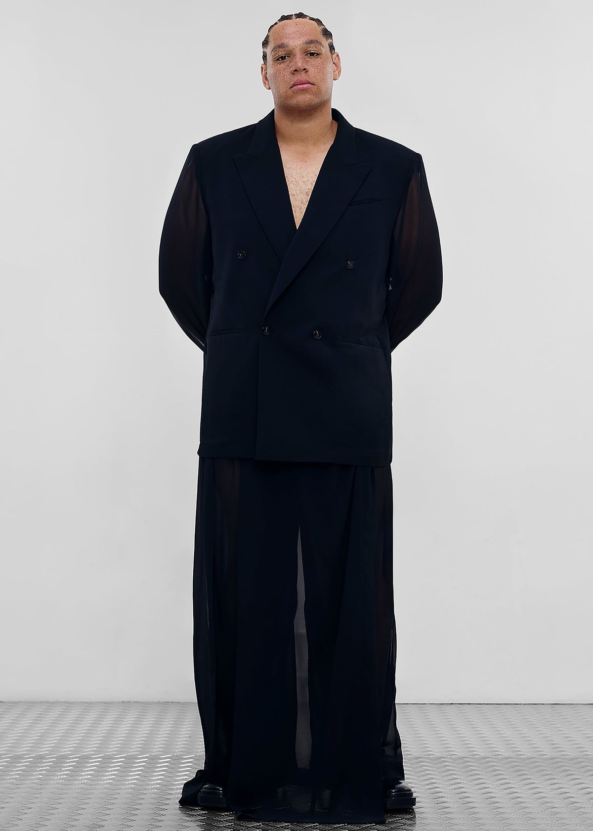 Louis Gabriel Nouchi 4-Button Double-Breasted Sheer Jacket - Black - 5