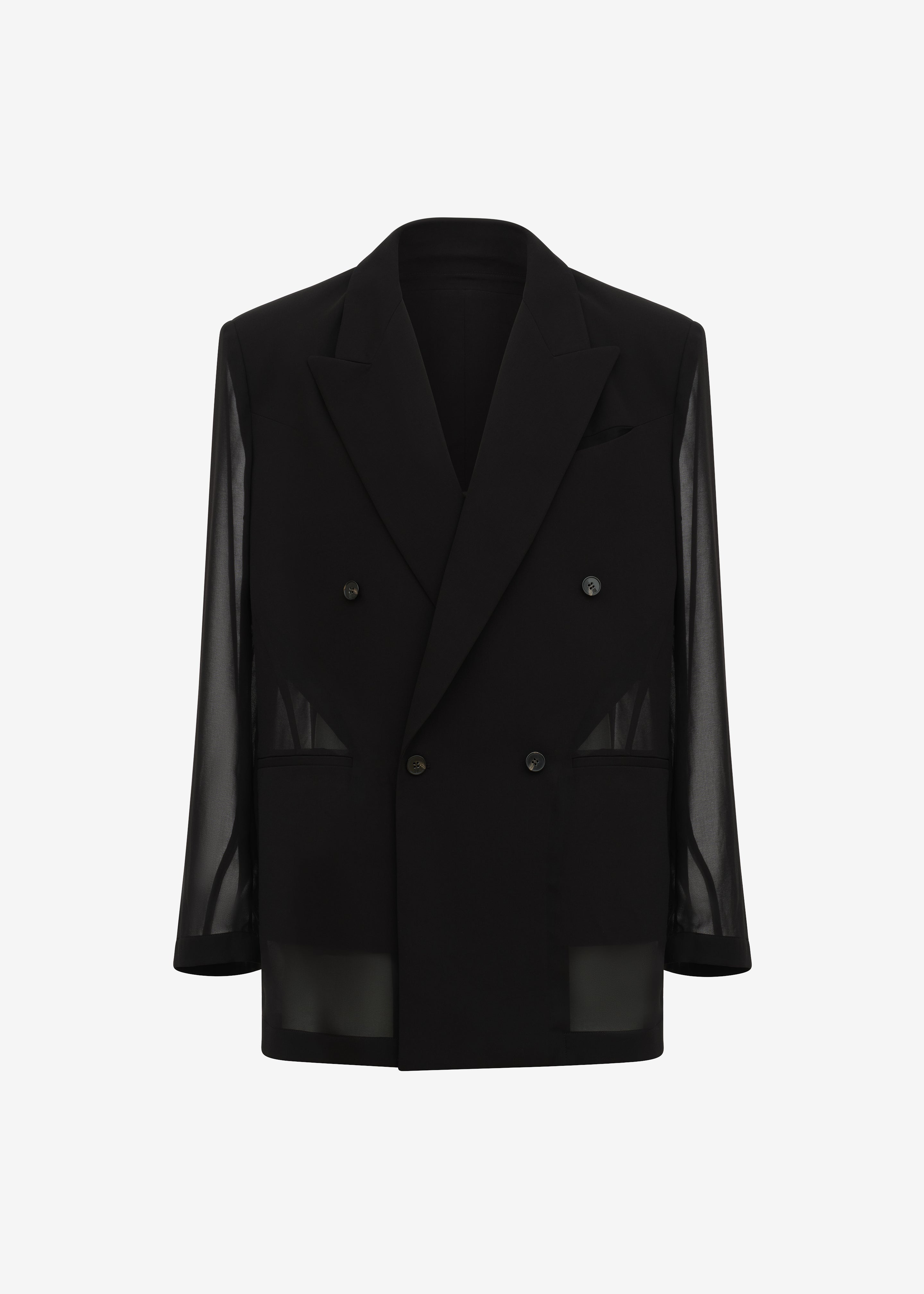 Louis Gabriel Nouchi 4-Button Double-Breasted Sheer Jacket - Black