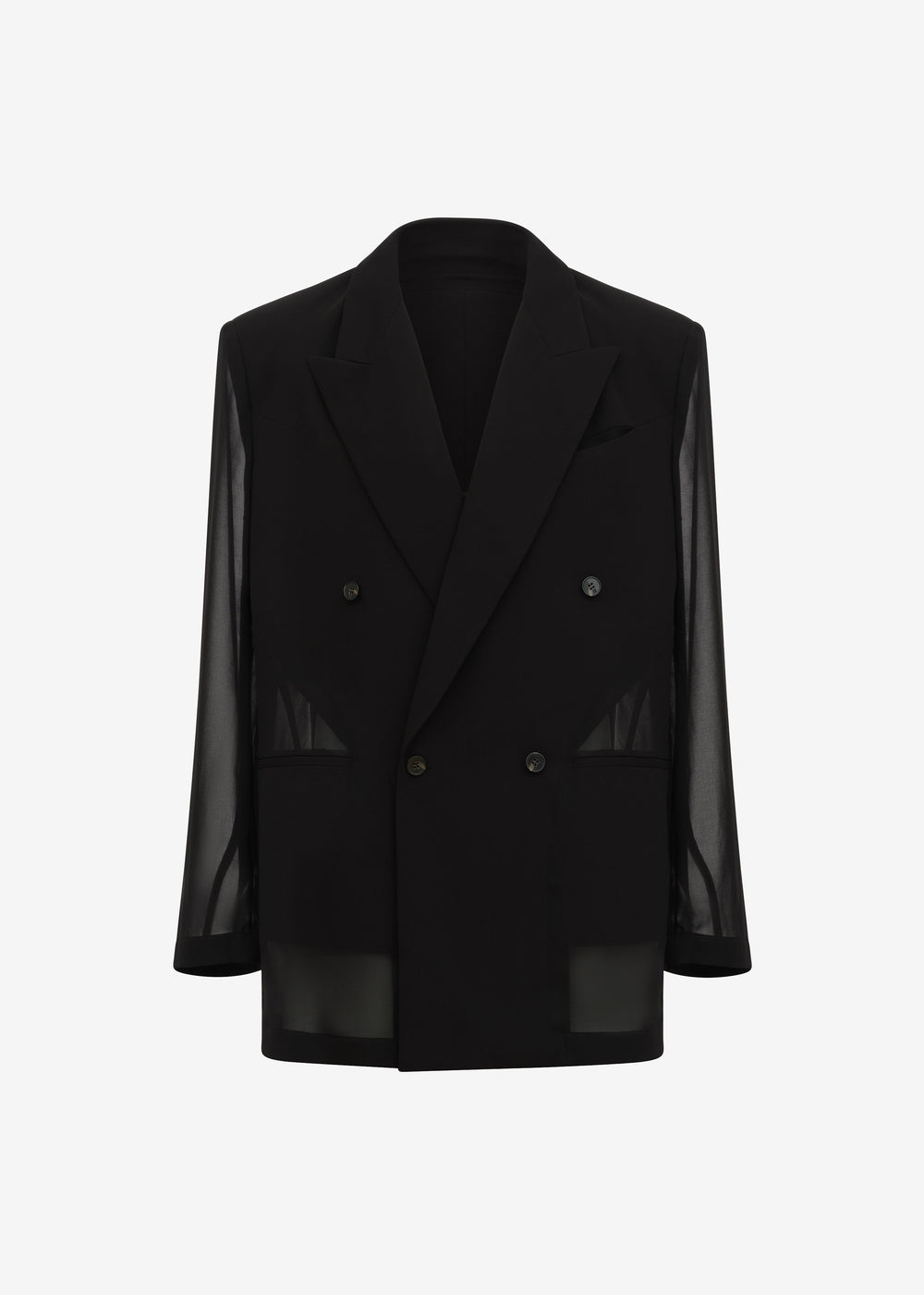 Louis Gabriel Nouchi 4-Button Double-Breasted Sheer Jacket - Black - 1