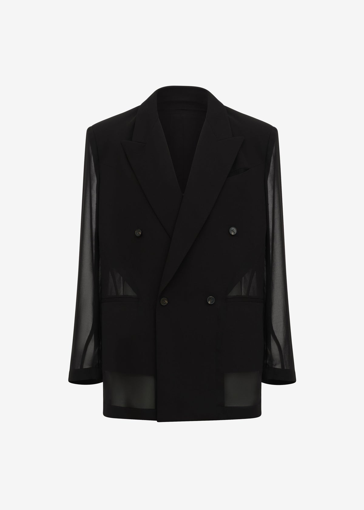 Louis Gabriel Nouchi 4-Button Double-Breasted Sheer Jacket - Black - 8