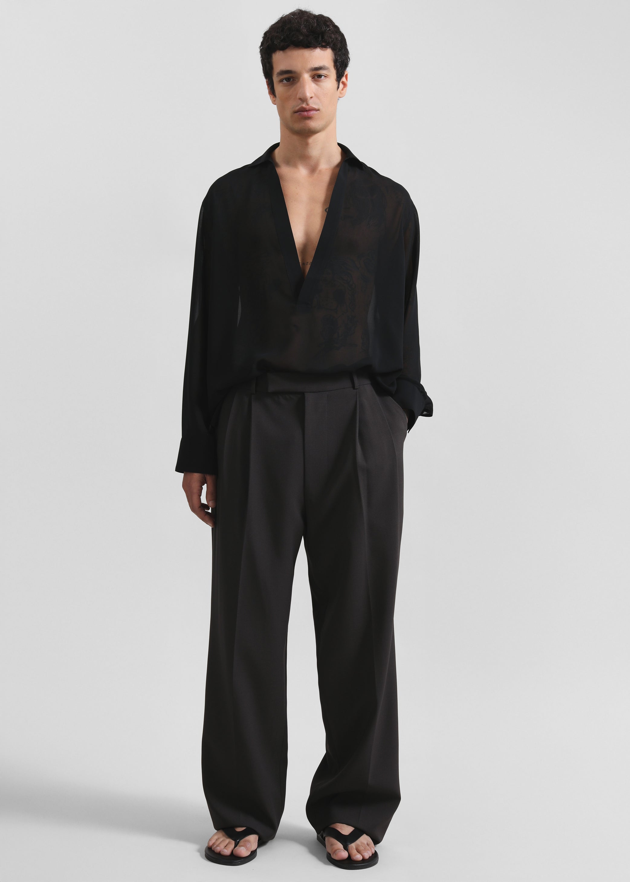 Shop the look image for Louis Gabriel Nouchi Transparent Vareuse Shirt - Black