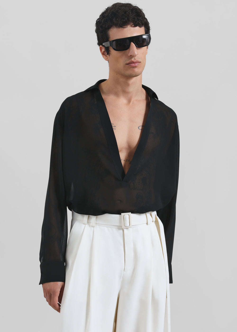 Louis Gabriel Nouchi Transparent Vareuse Shirt - Black