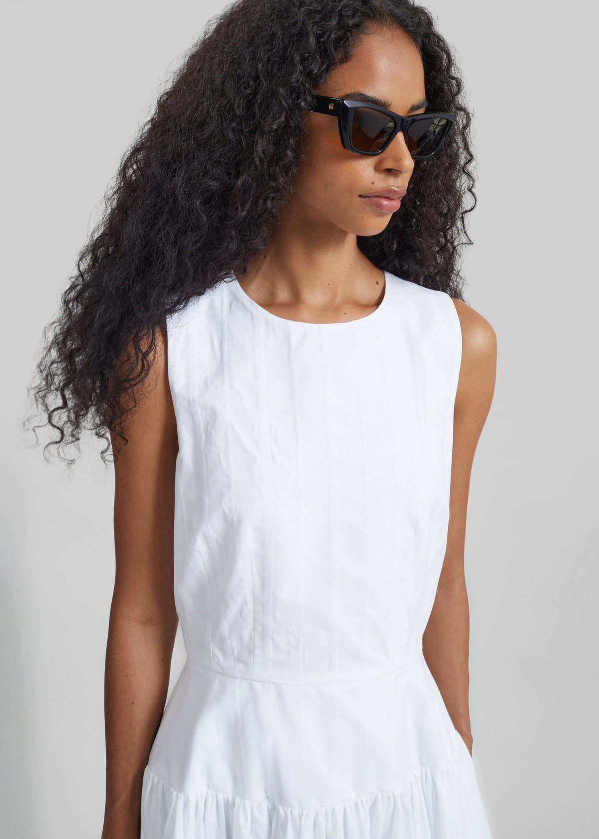 Loulou de Saison Ama Flared Dress - White/White - 5