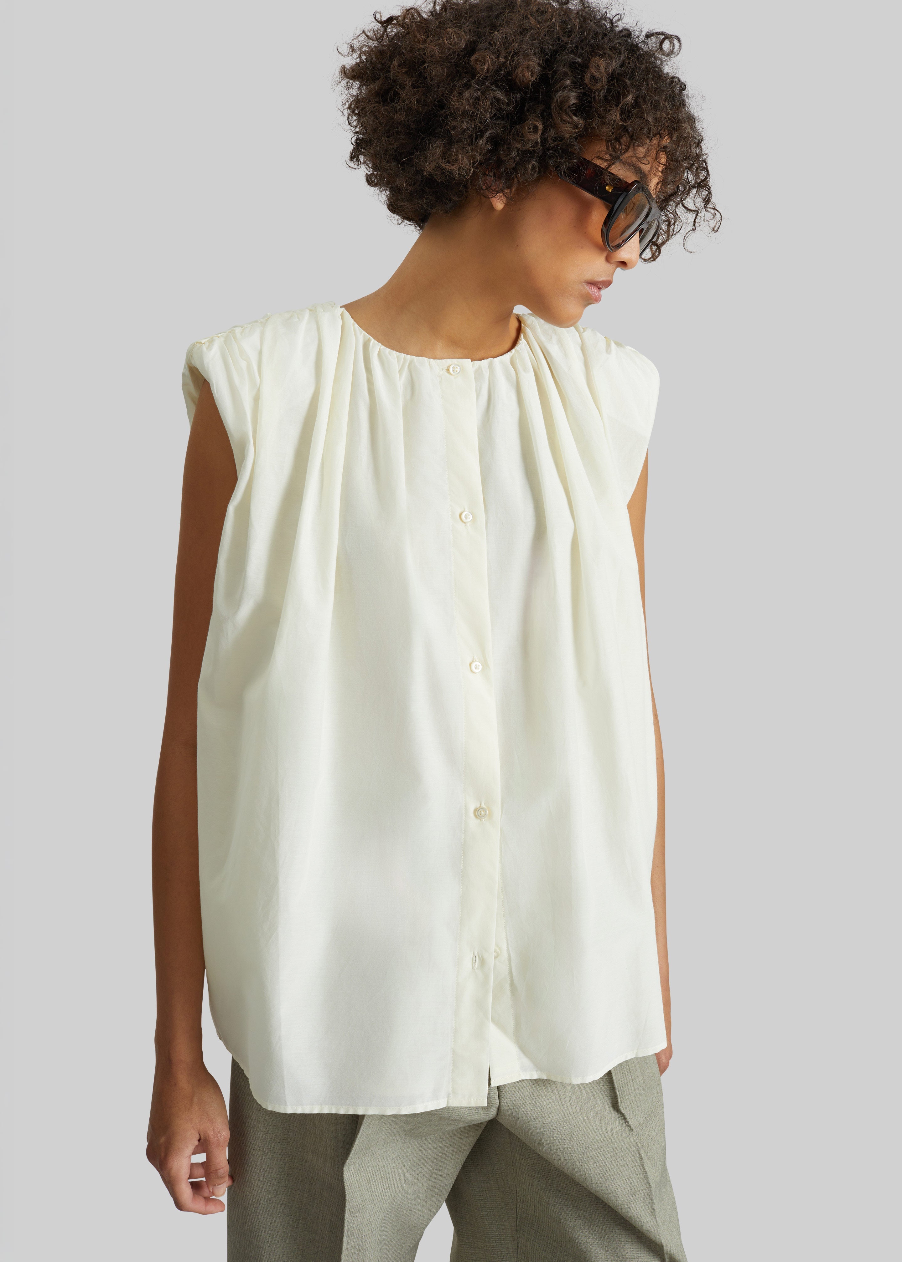 Loulou De Saison Anca Gathered Blouse - Ivory - 1