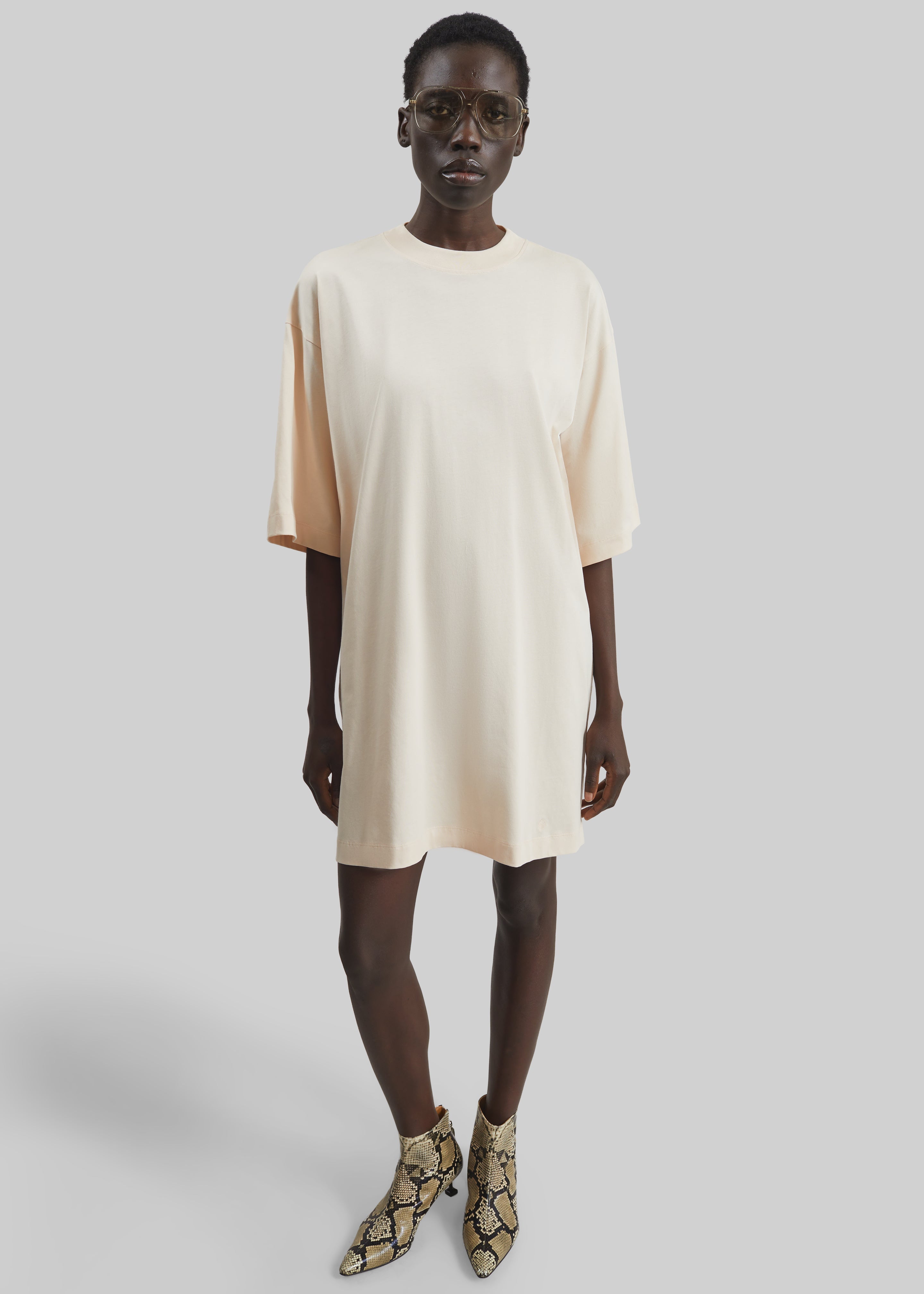Loulou de Saison Ayaz Oversized T-Shirt Dress - Cream Rose - 1