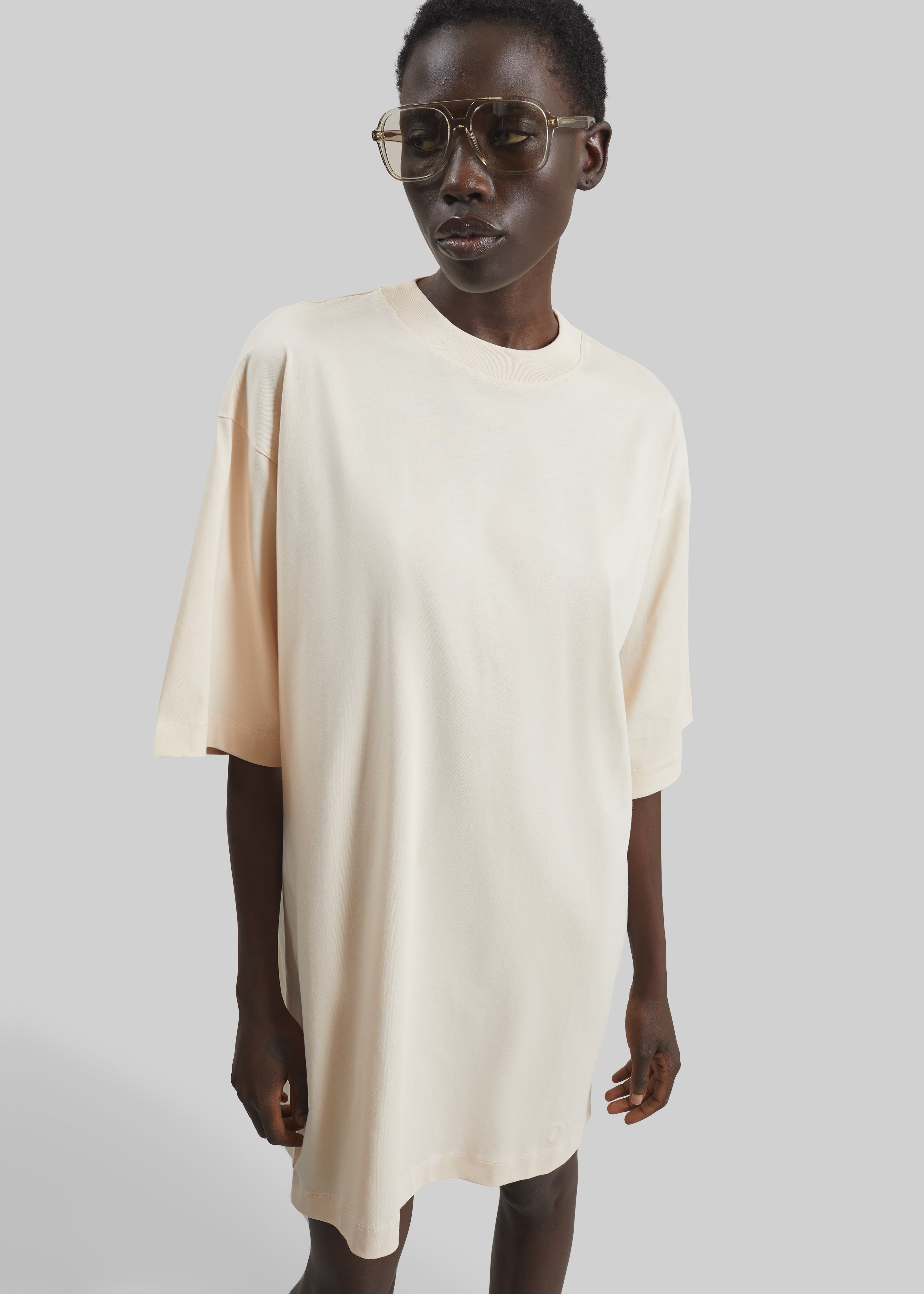 Loulou de Saison Ayaz Oversized T-Shirt Dress - Cream Rose - 3