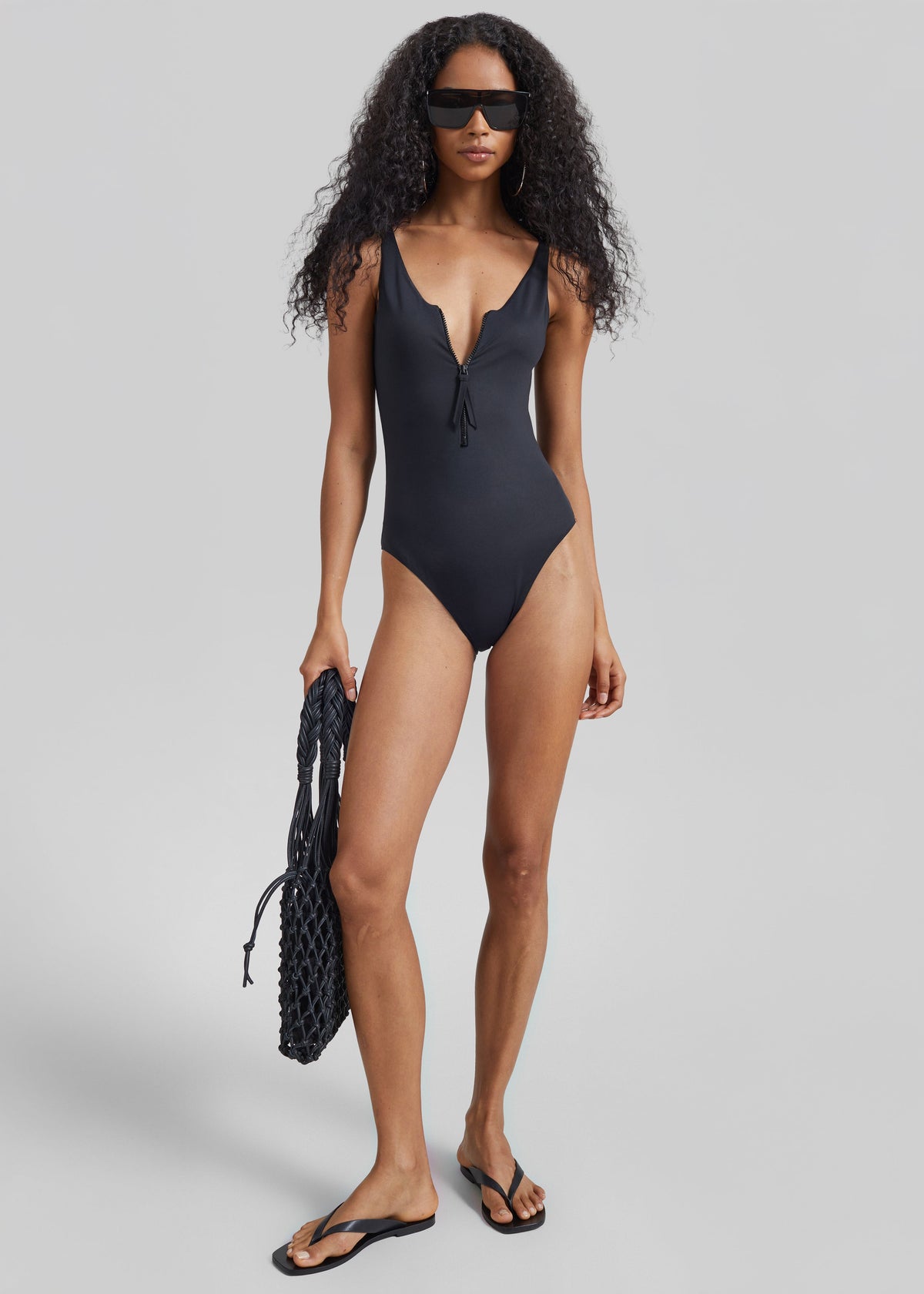 Loulou de Saison Balti Classic Zip Swimsuit - Black - 1