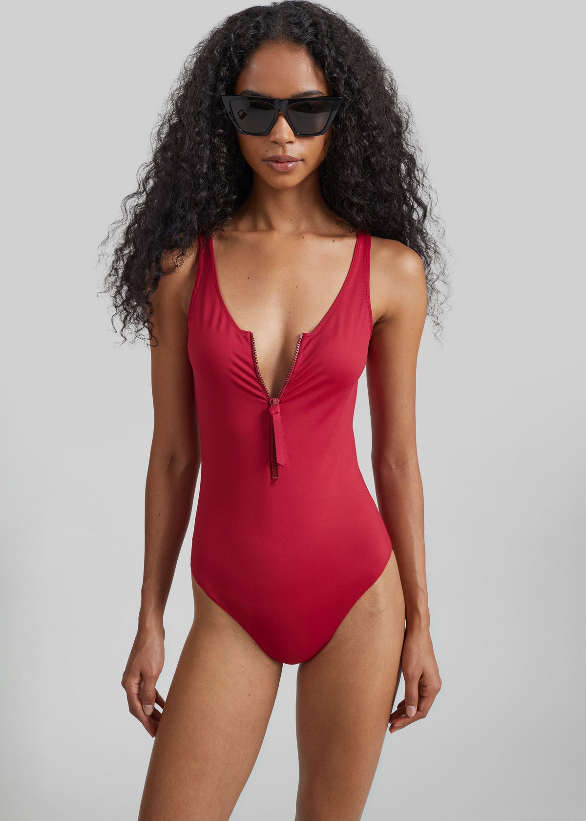 Loulou de Saison Balti Classic Zip Swimsuit - Red - 2