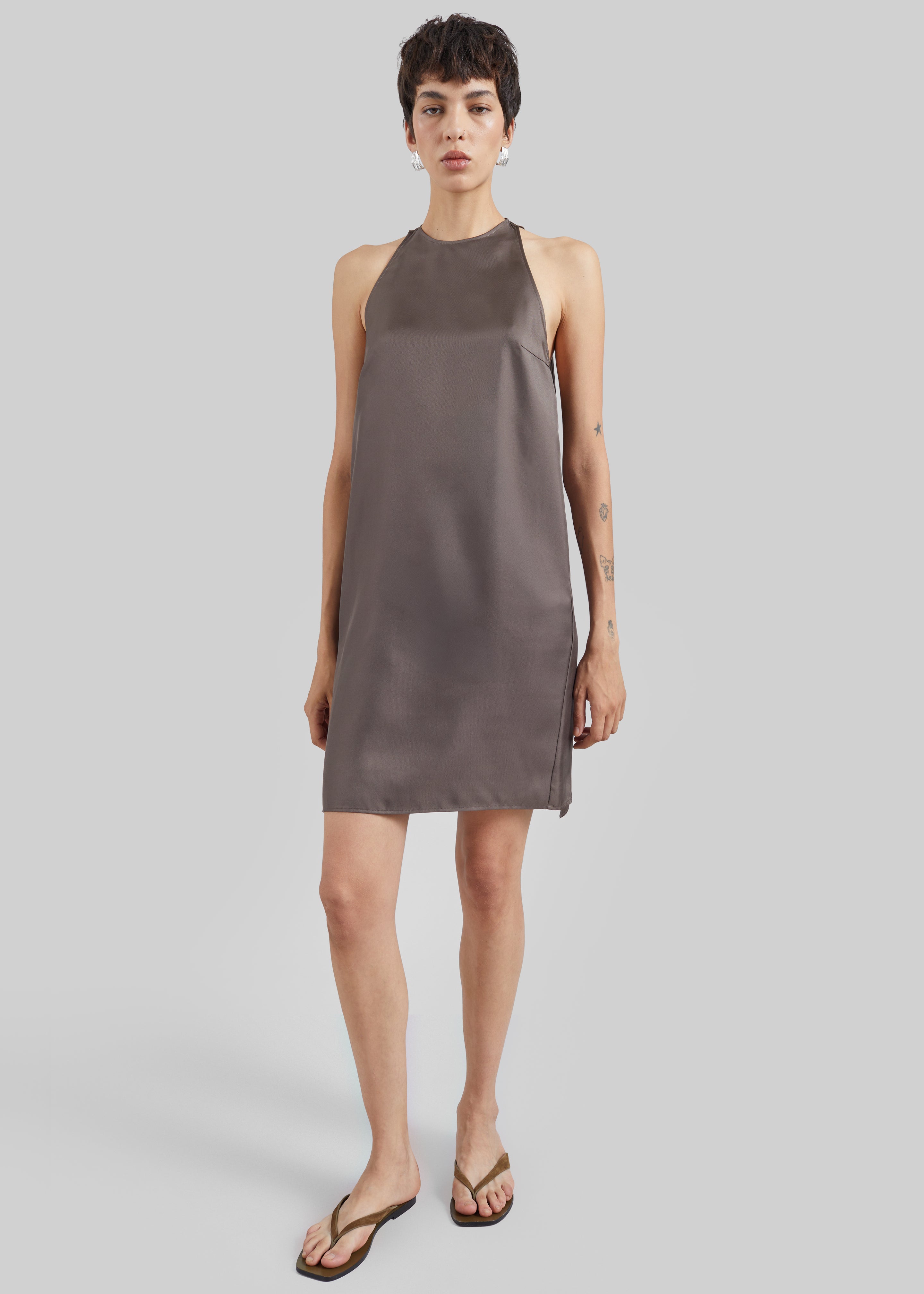 Loulou de Saison Bruna Cape Dress - Dark Brown - 1