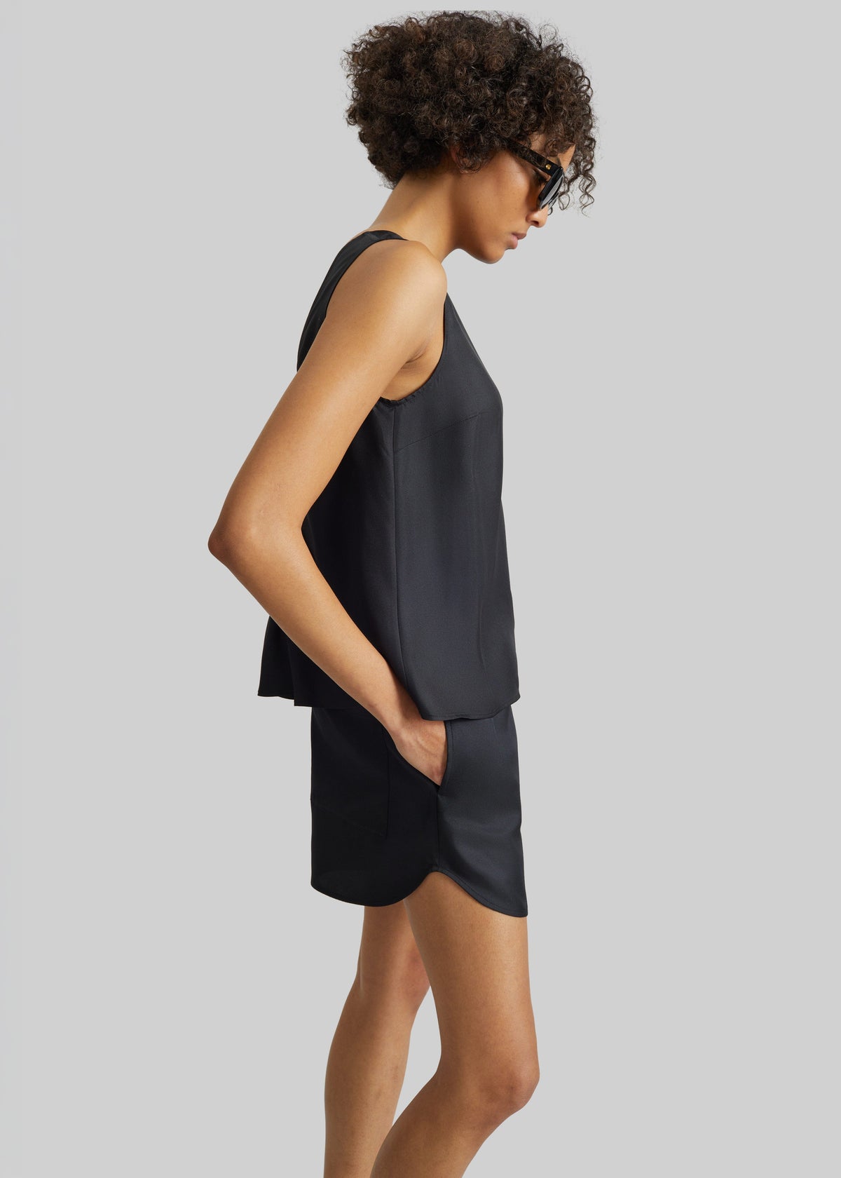 Loulou De Saison Cabo Elasticated Silk Shorts - Black - 1