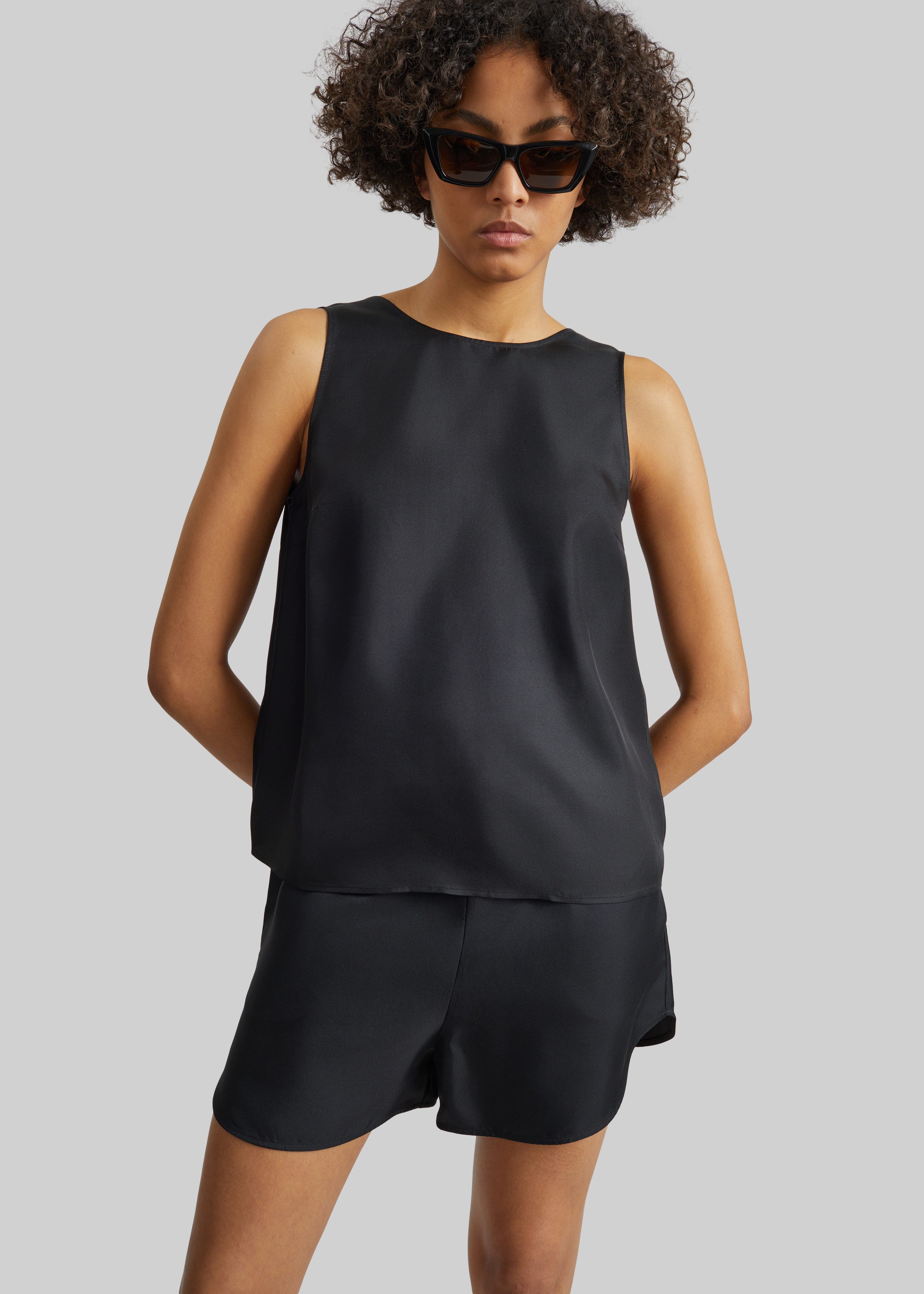 Loulou De Saison Cabo Elasticated Silk Shorts - Black - 4