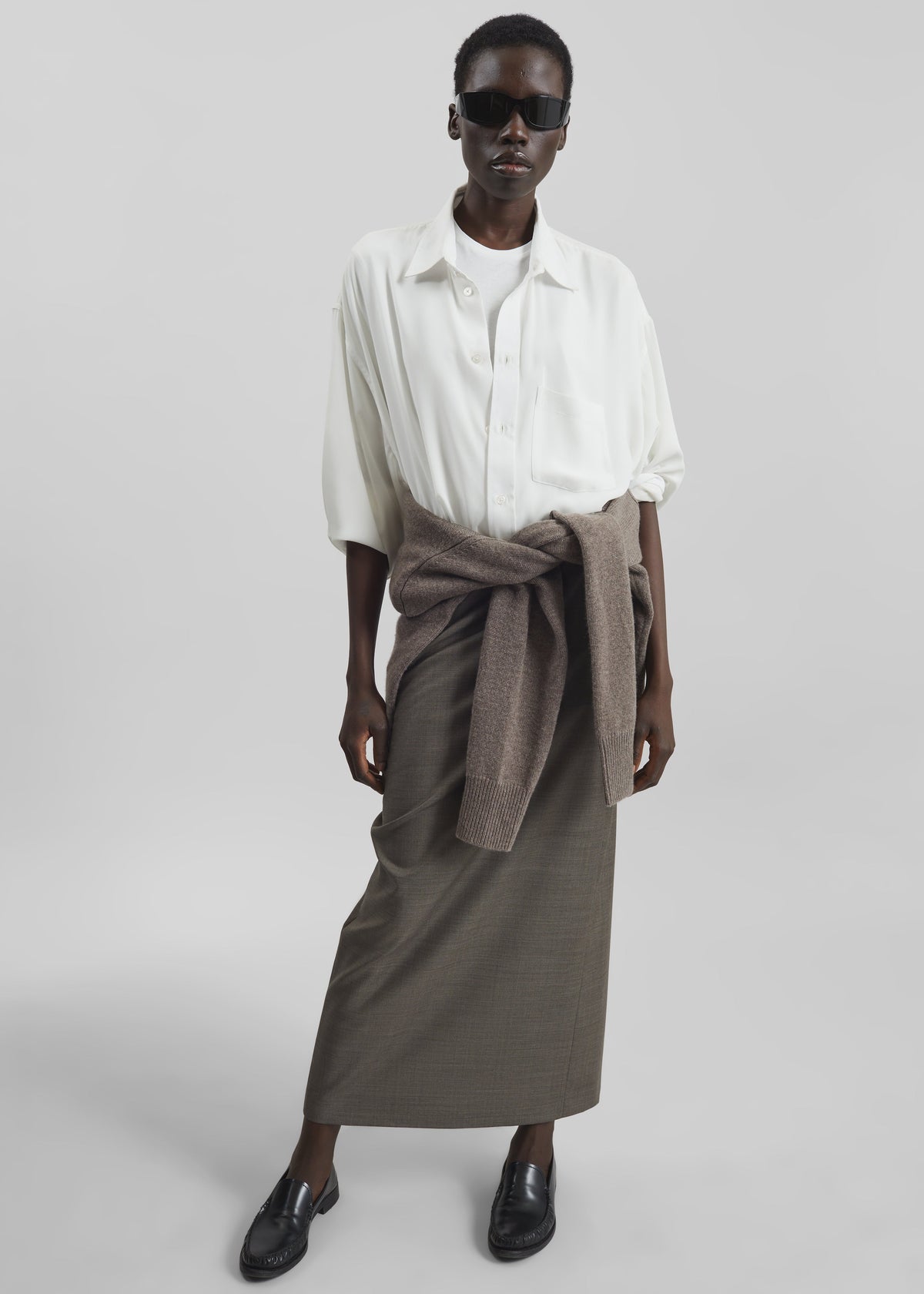 Loulou de Saison Cara Maxi Skirt - Dark Brown Melange - 2