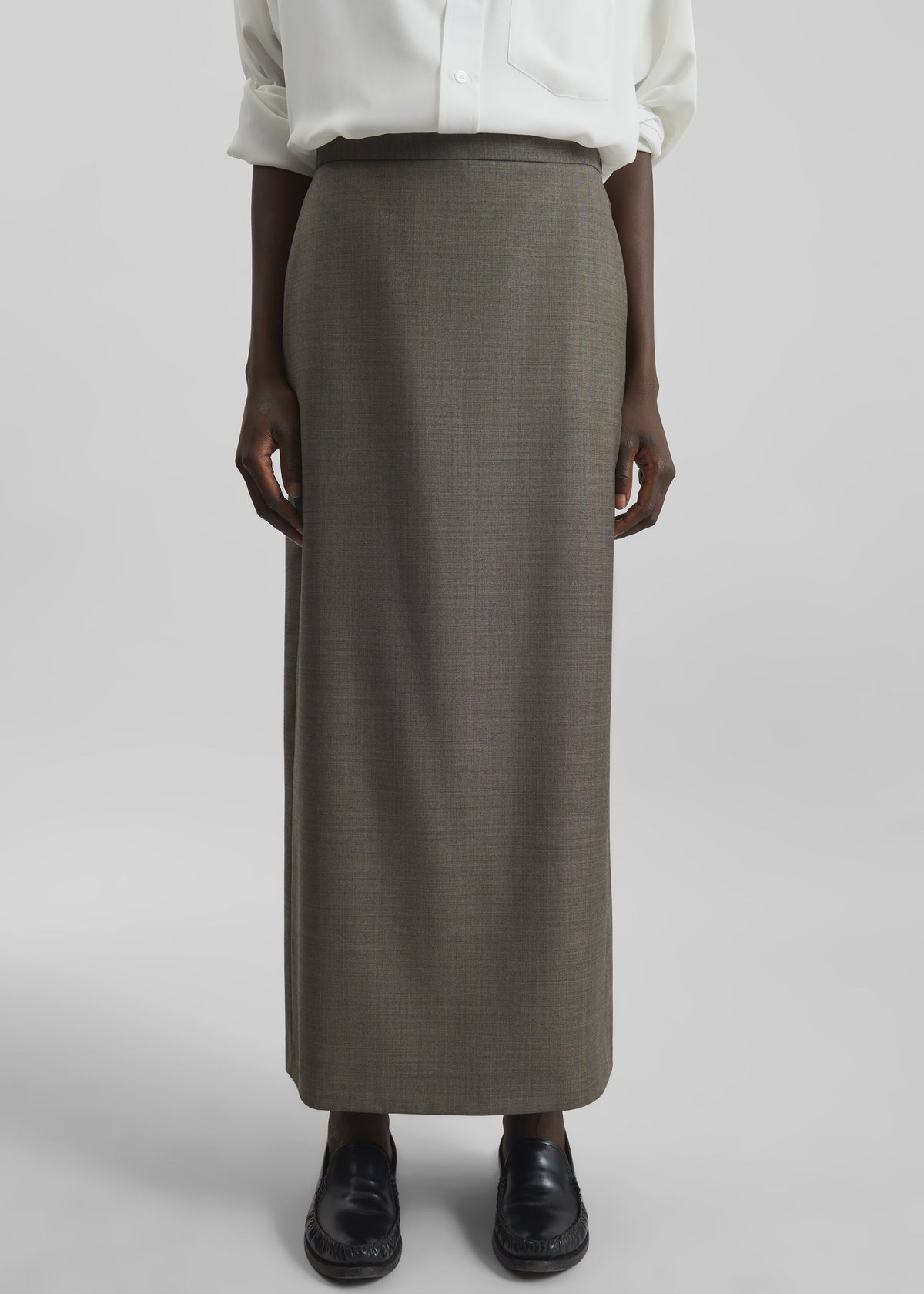 Loulou de Saison Cara Maxi Skirt - Dark Brown Melange - 4