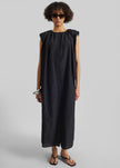 Loulou De Saison Cora Midi Cotton Silk Voile Dress - Black