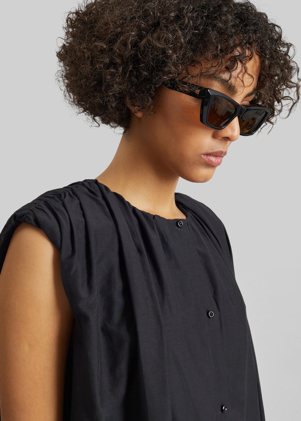 Loulou De Saison Cora Midi Cotton Silk Voile Dress - Black - 3