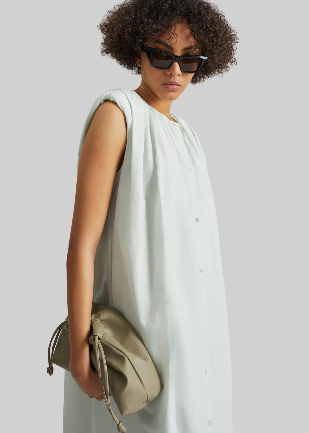 Loulou De Saison Cora Midi Cotton Silk Voile Dress - Mist