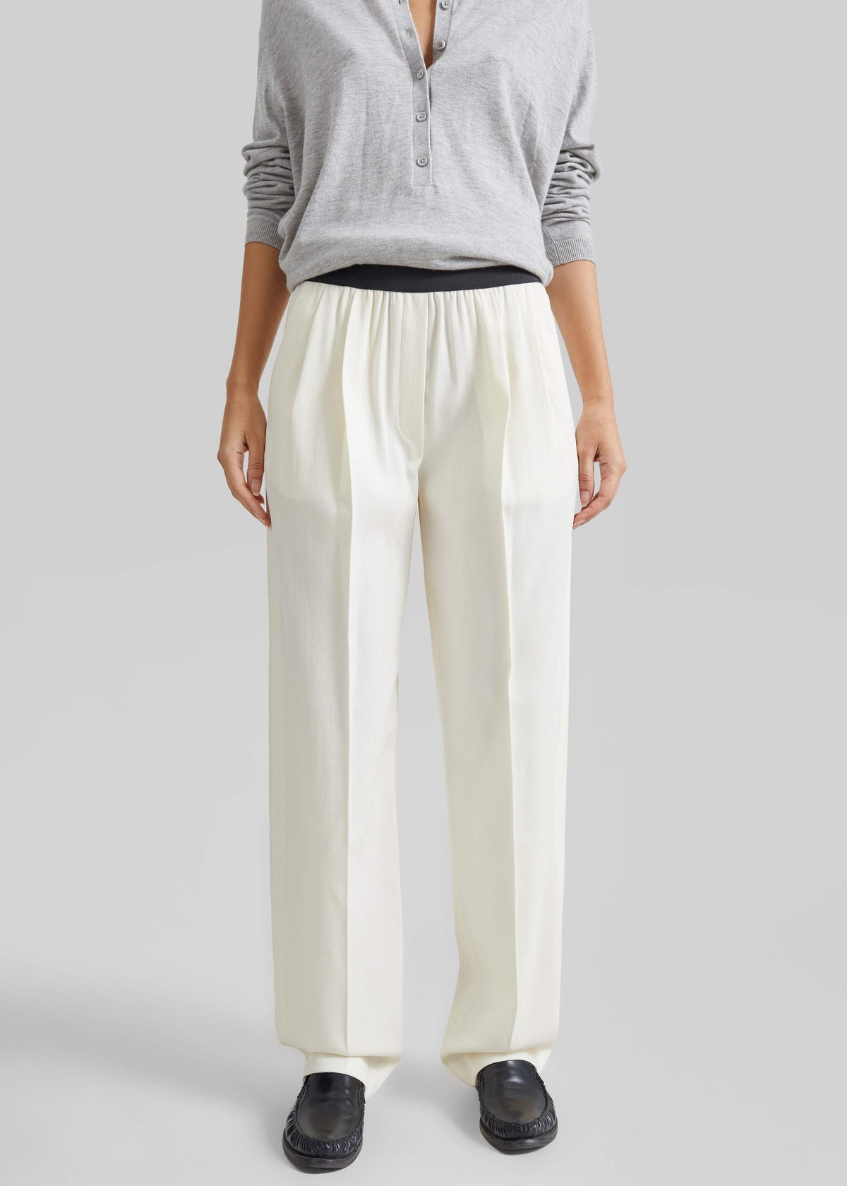 Loulou de Saison Dan Elastic Waistband Trousers - White