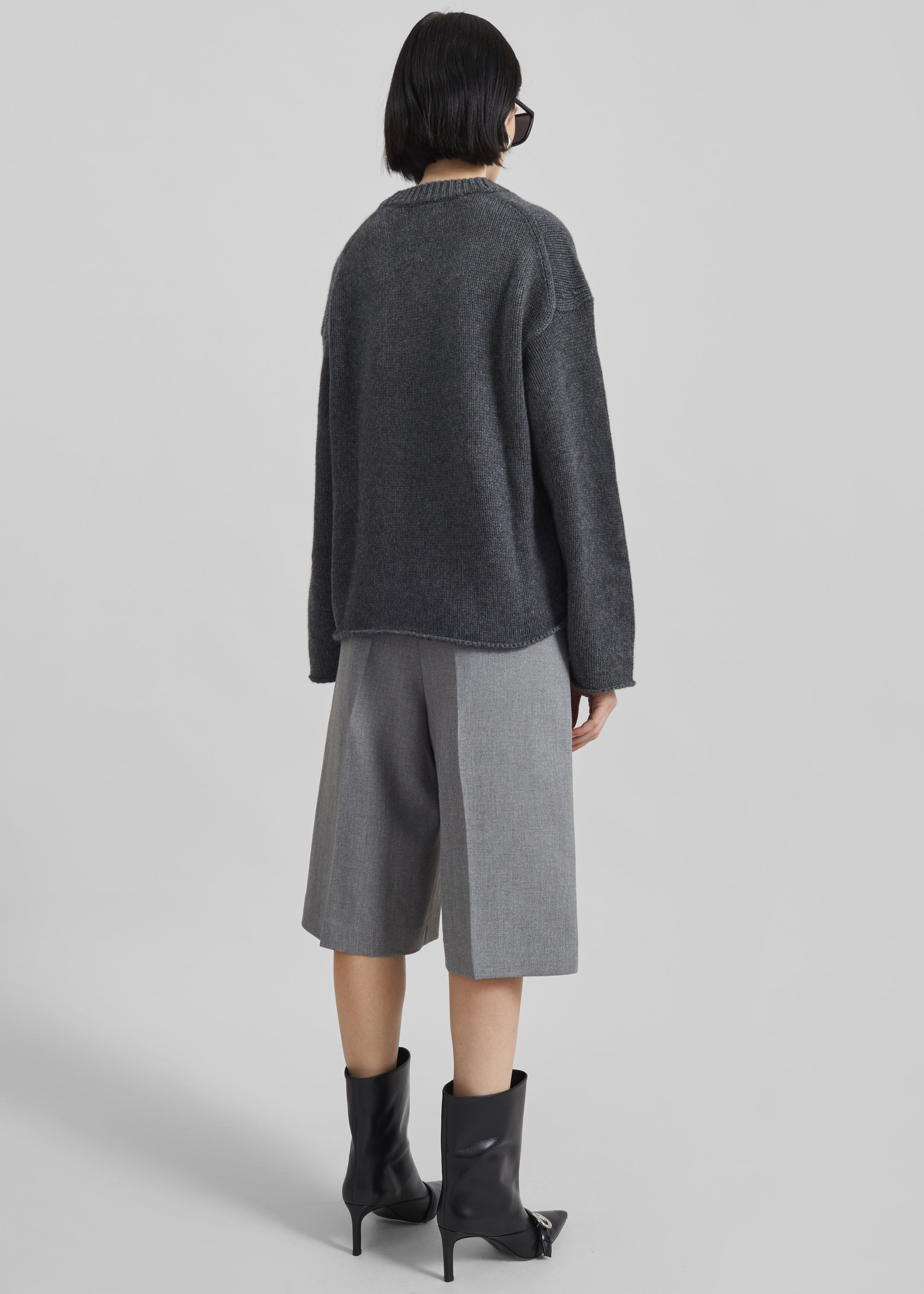 Loulou De Saison Derry U Neck Sweater - Anthracite Melange - 6