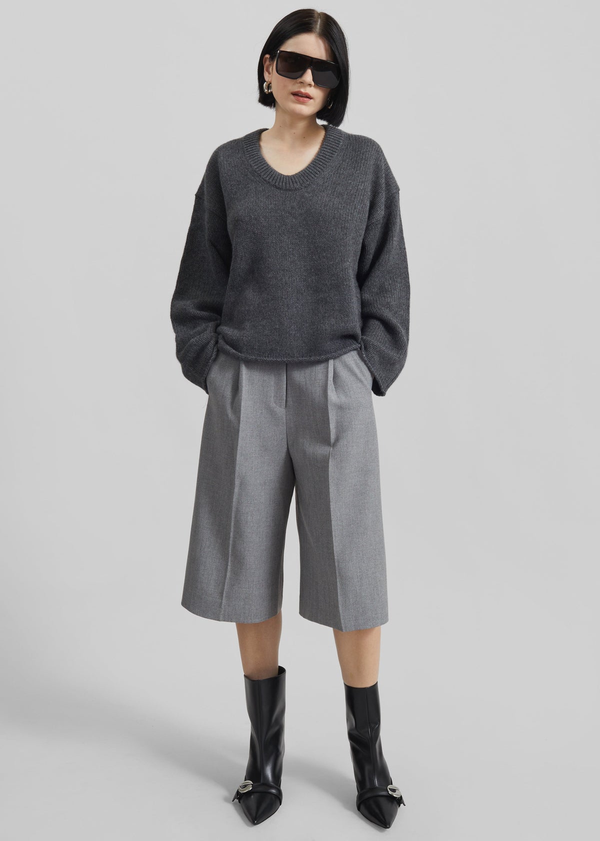Loulou De Saison Derry U Neck Sweater - Anthracite Melange - 5