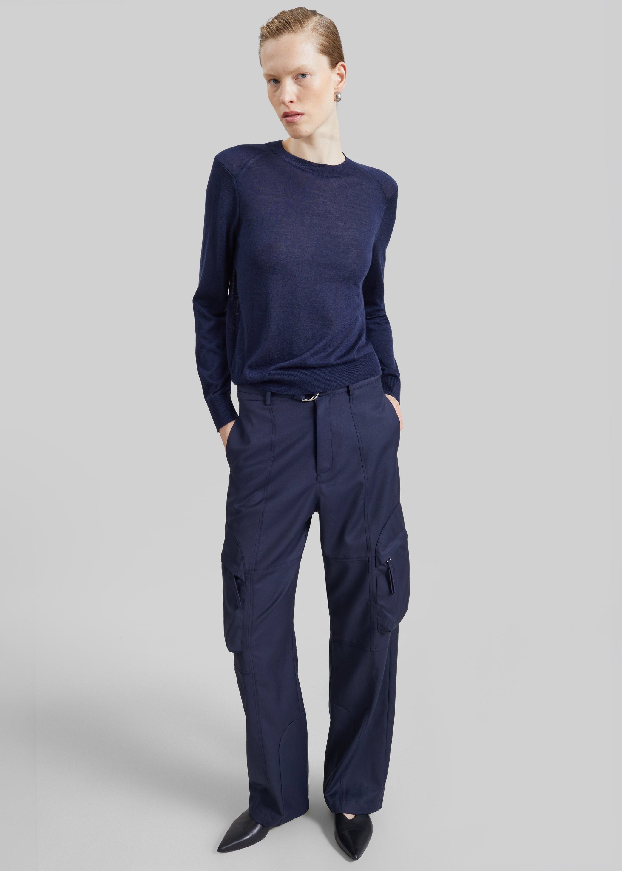 Shop the look image for Loulou de Saison Ditto Fine Knit Cashmere Sweater - Navy