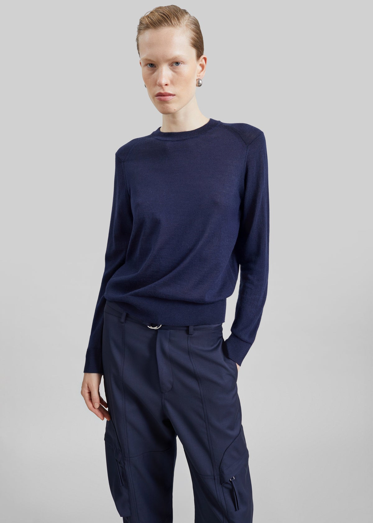 Loulou de Saison Ditto Fine Knit Cashmere Sweater - Navy - 1