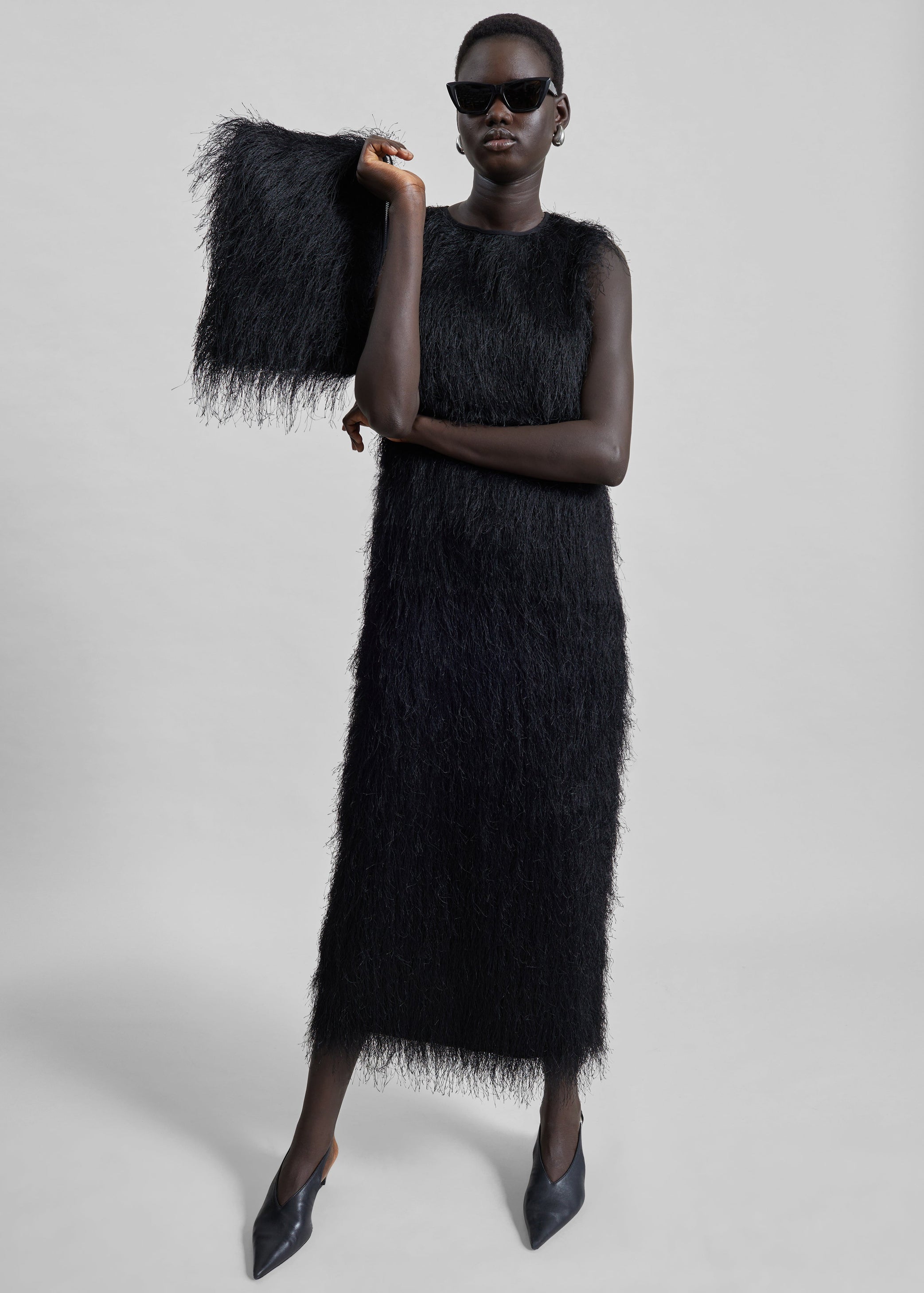 Shop the look image for Loulou de Saison Evano Fringed Clutch - Black