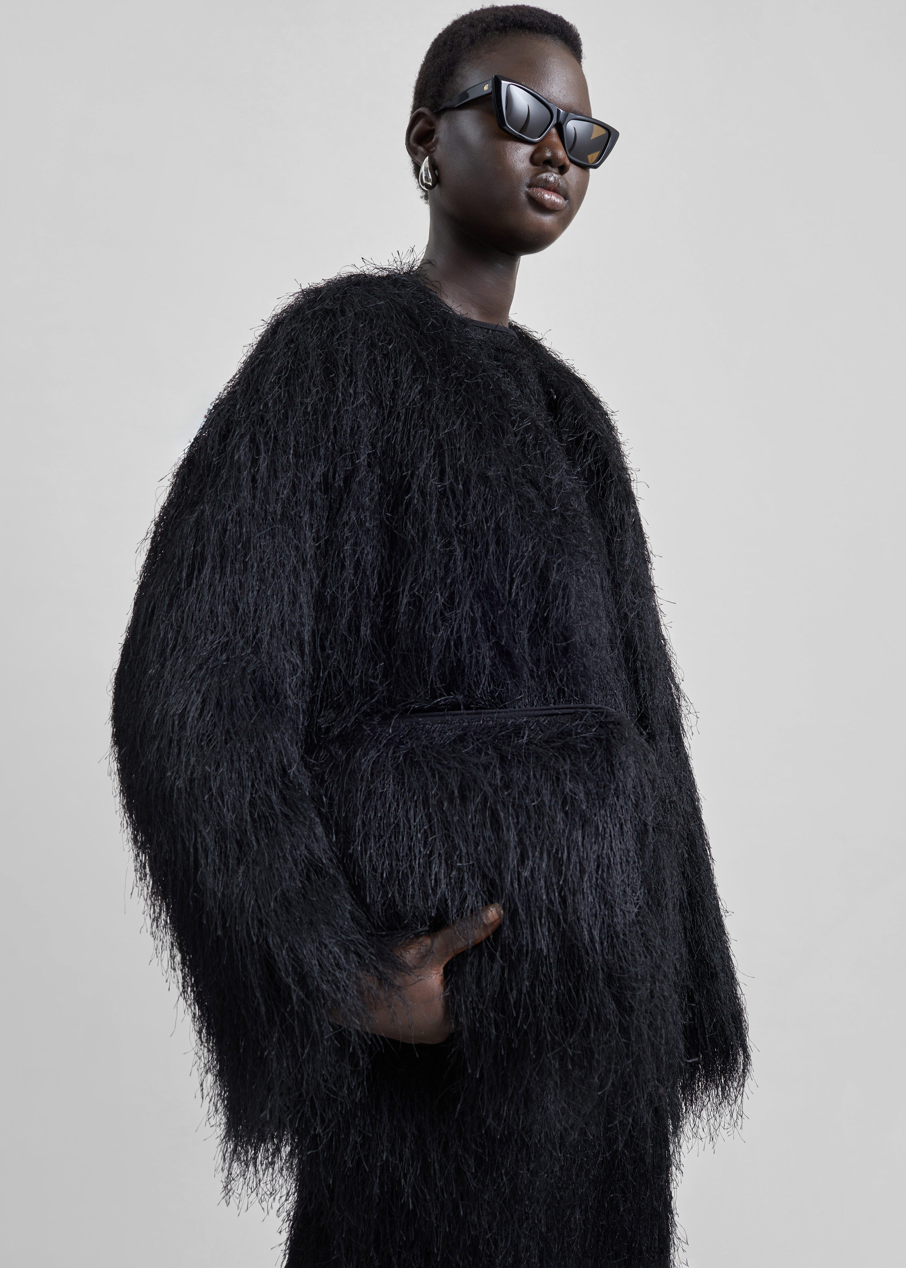 Loulou De Saison Evano Fringed Clutch - Black - 5