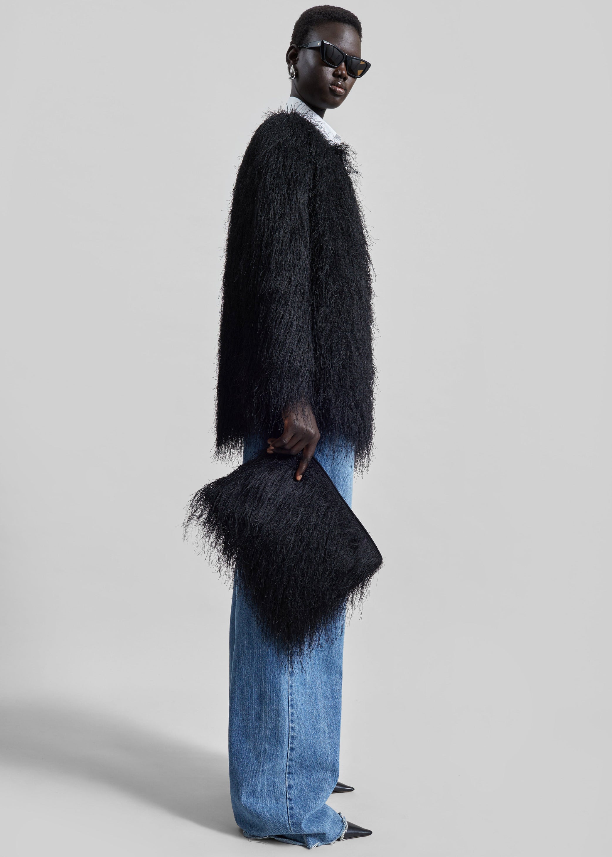 Shop the look image for Loulou de Saison Evano Fringed Clutch - Black