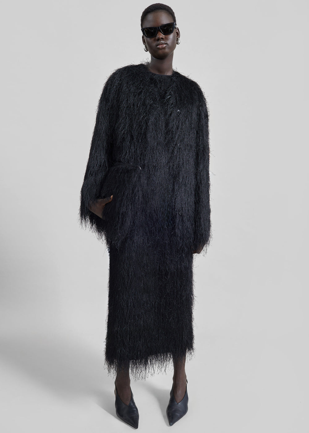 Loulou De Saison Filipo Fringed Coat - Black - 1