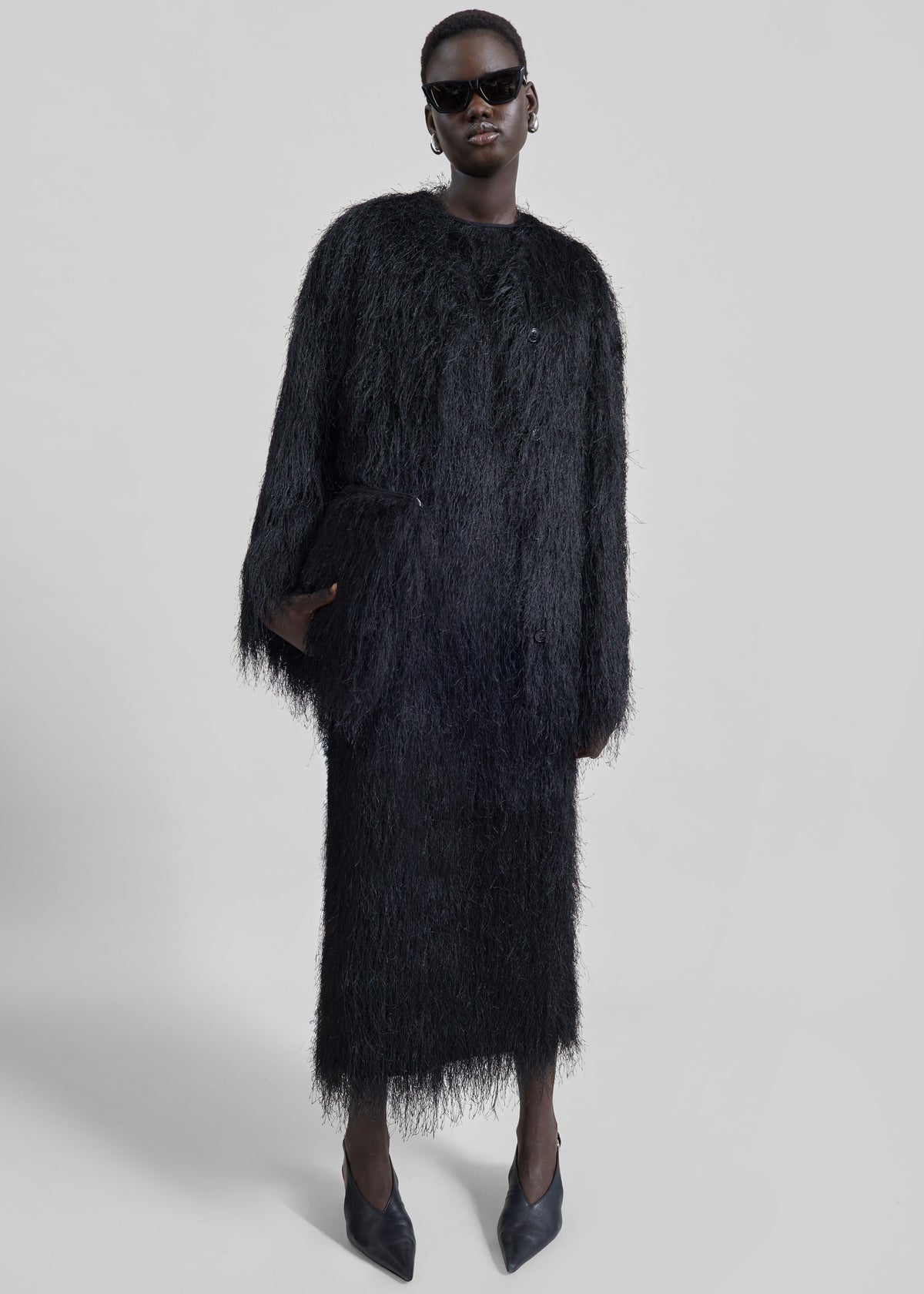 Loulou De Saison Filipo Fringed Coat - Black - 2