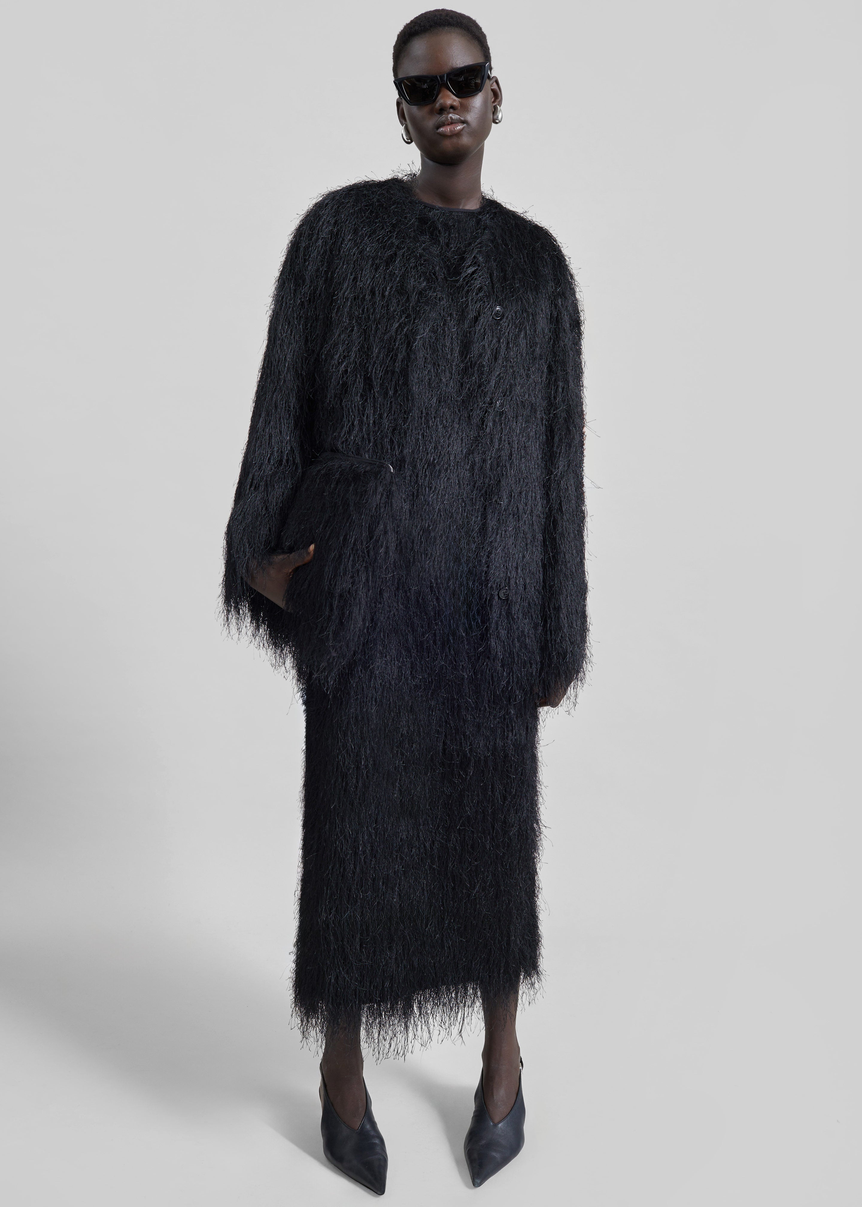 Loulou De Saison Filipo Fringed Coat - Black - 2