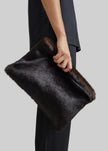 Loulou de Saison Flint Faux Fur Pouch - Grizzly