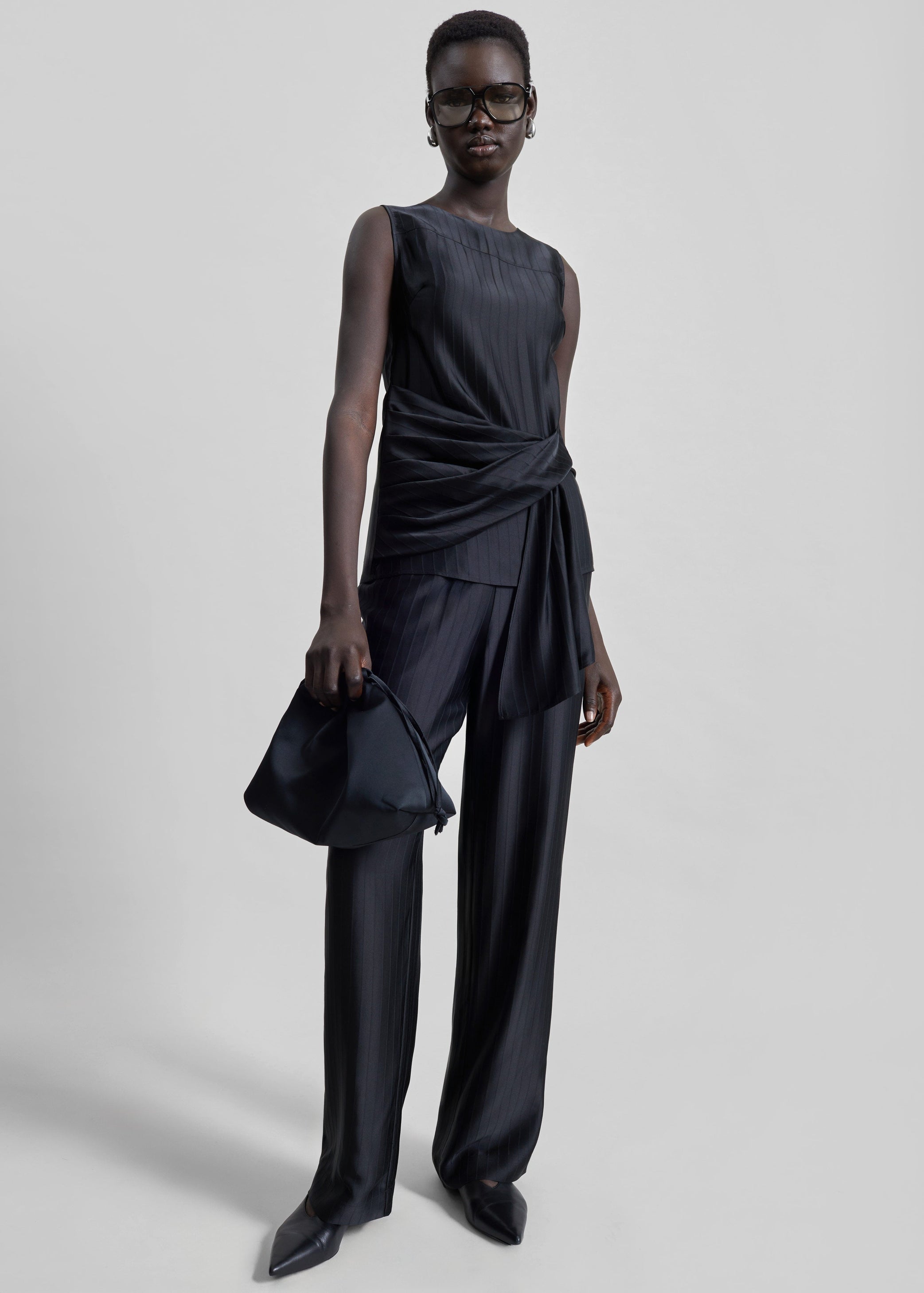 Shop the look image for Loulou de Saison Fonda Draped Top - Black