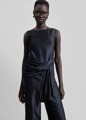 Loulou De Saison Fonda Draped Top - Black