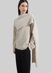 Loulou de Saison Frances Cashmere Scarf Sweater - Beige Melange