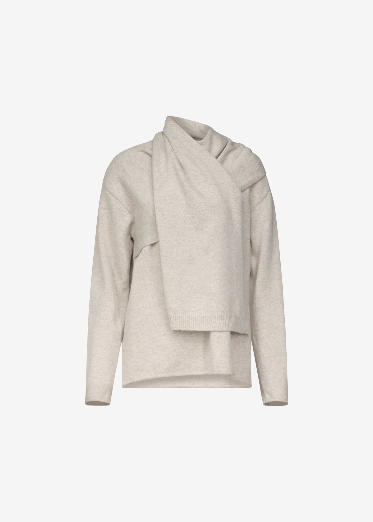 Loulou de Saison Frances Cashmere Scarf Sweater - Beige Melange
