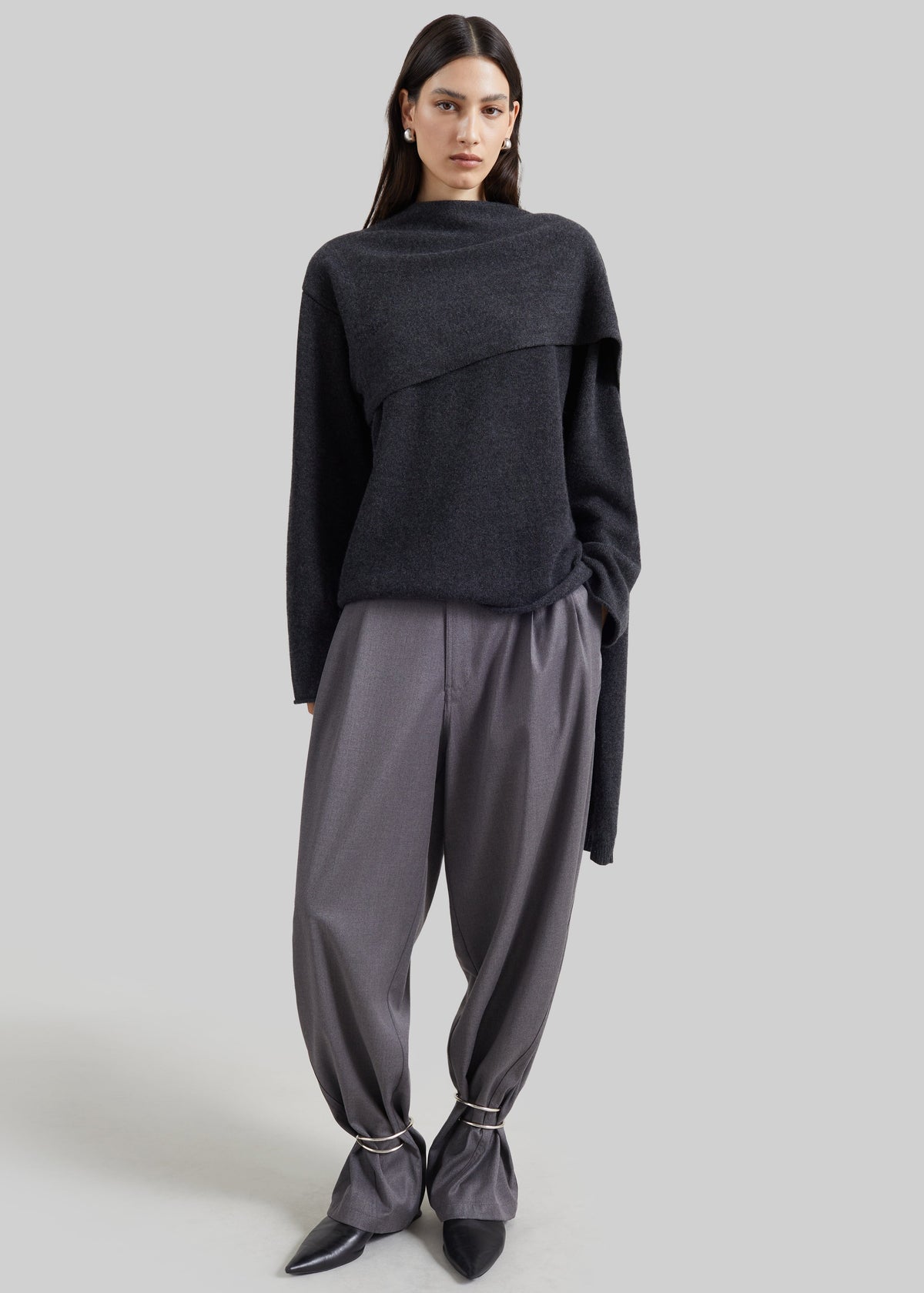 Loulou de Saison maglione Frances in cashmere con sciarpa - Antracite