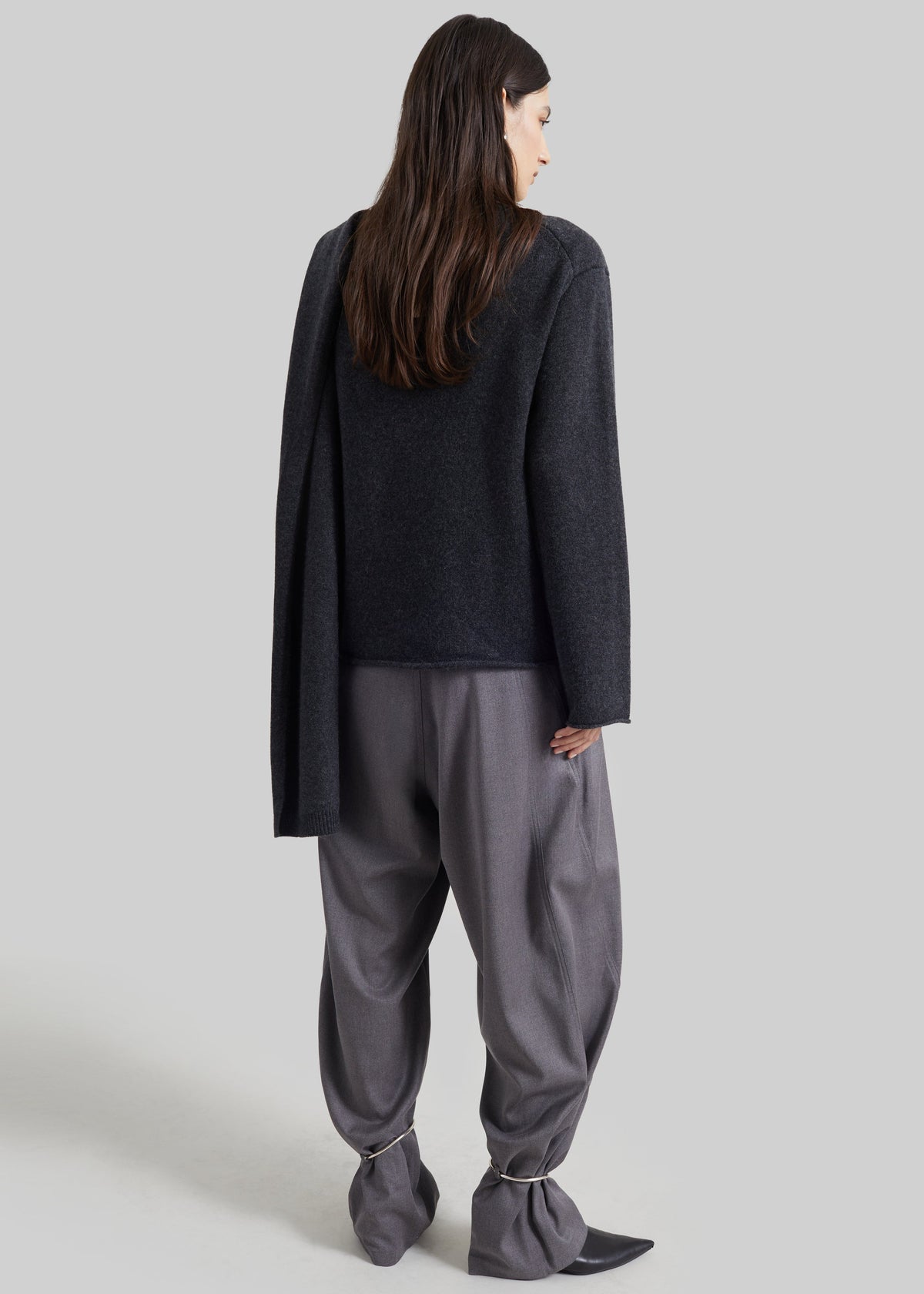 Loulou de Saison maglione Frances in cashmere con sciarpa - Antracite