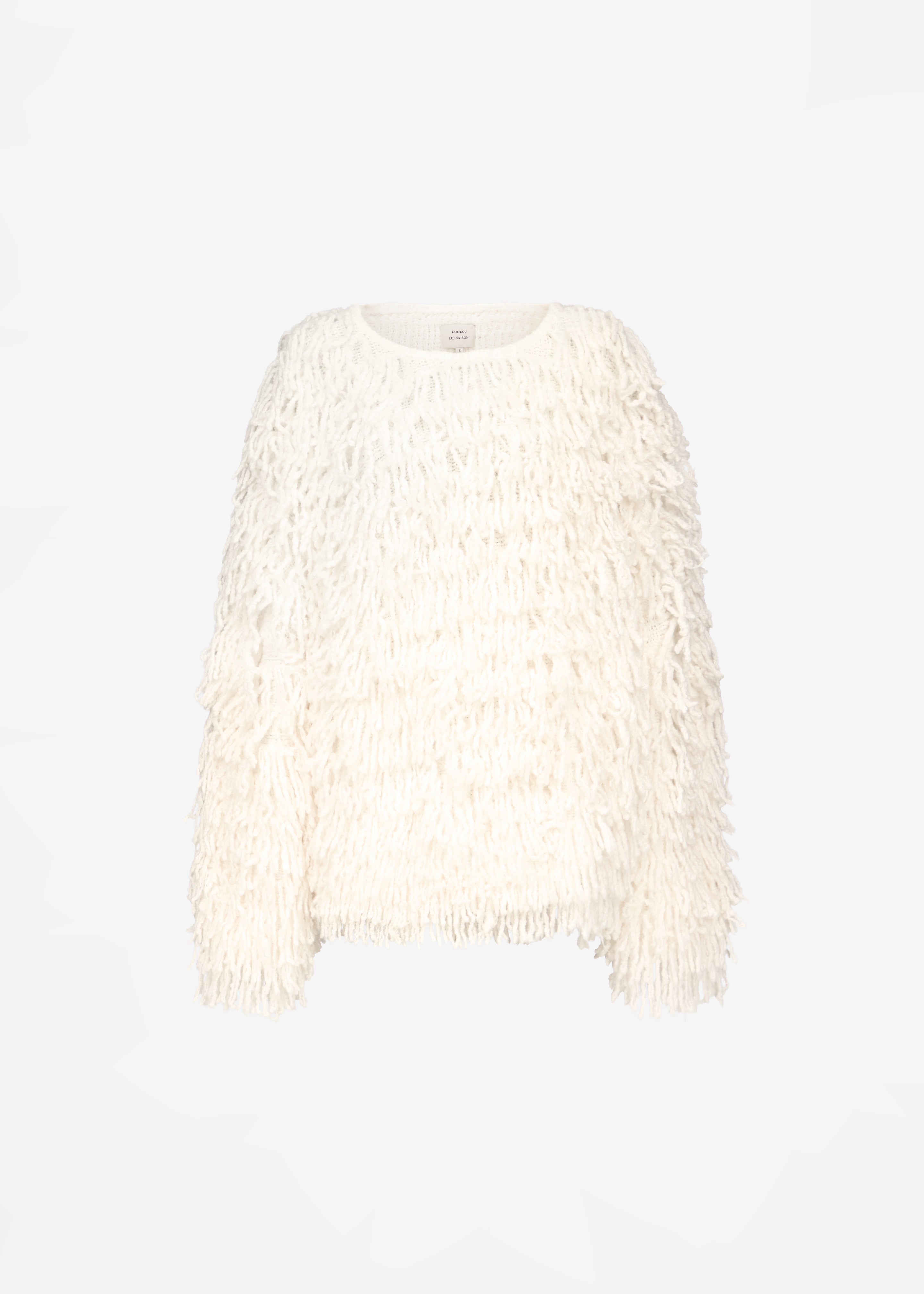 Loulou de Saison Gabin Alpaca Fringes Sweater - Ivory - 8