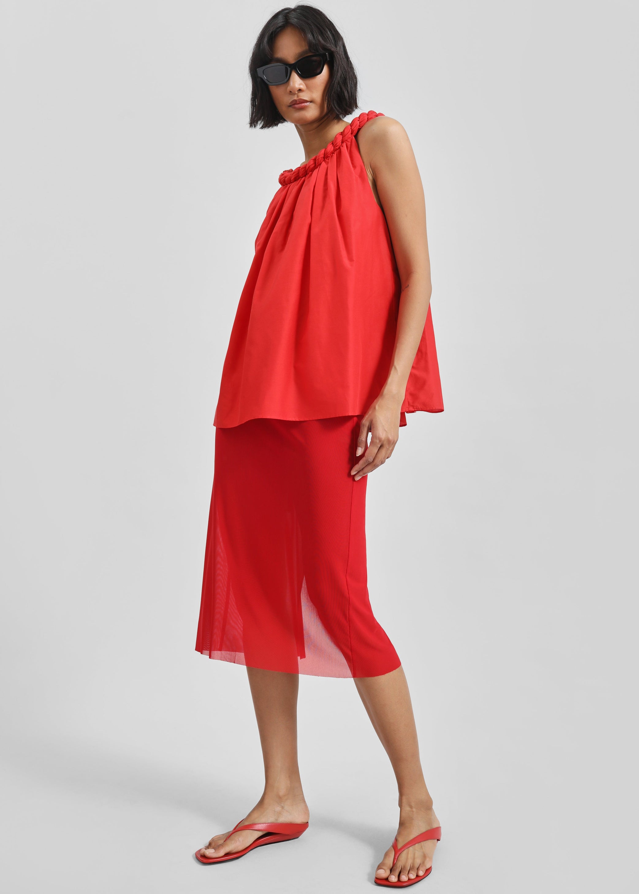 Shop the look image for Loulou de Saison Coda Nappa Leather Sandals - Tomato