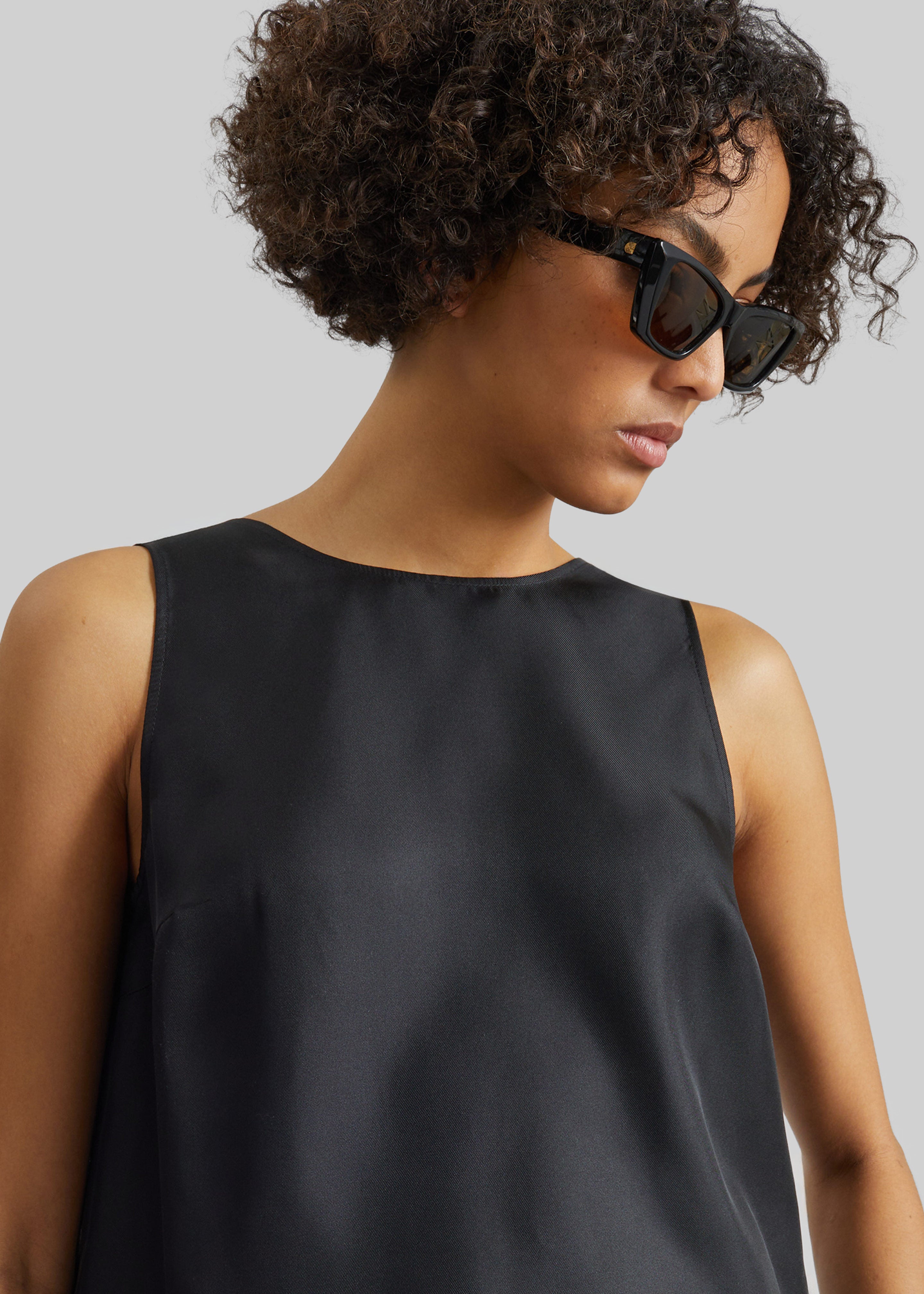 Loulou de Saison Gema Sleeveless Silk Top - Black - 3