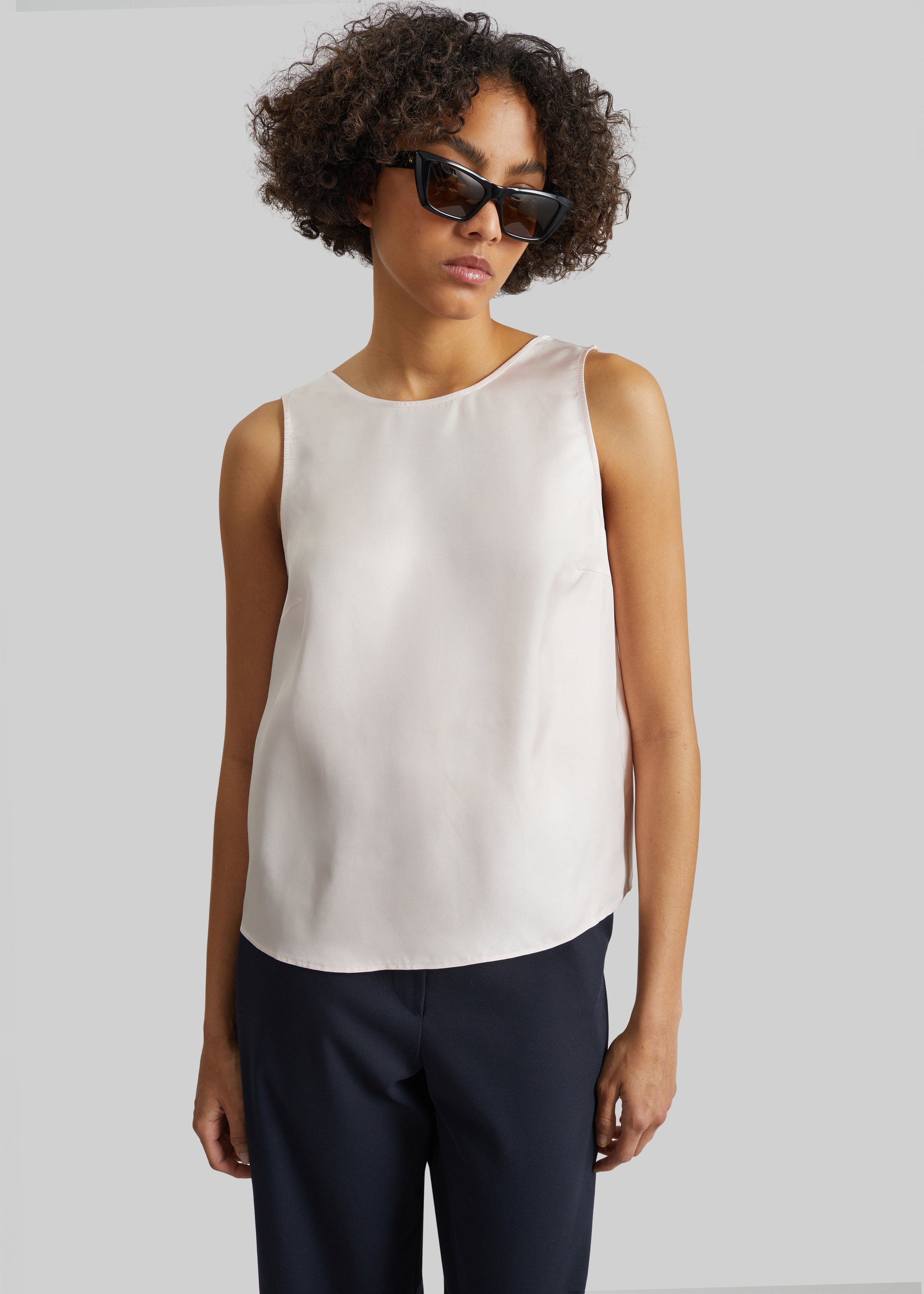 Loulou de Saison Gema Draped Open Back Top - Light Pink - 1