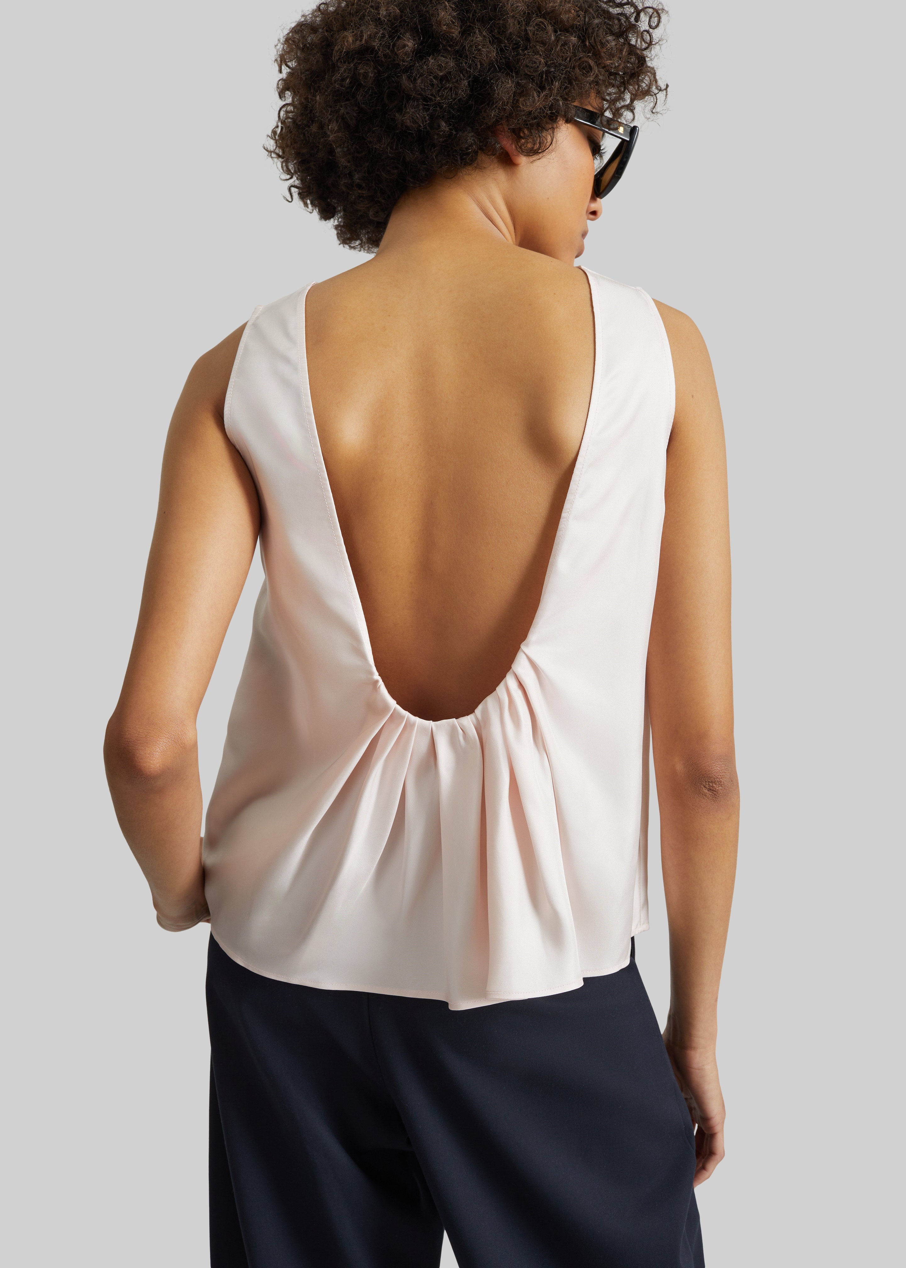 Loulou de Saison Gema Draped Open Back Top - Light Pink - 4