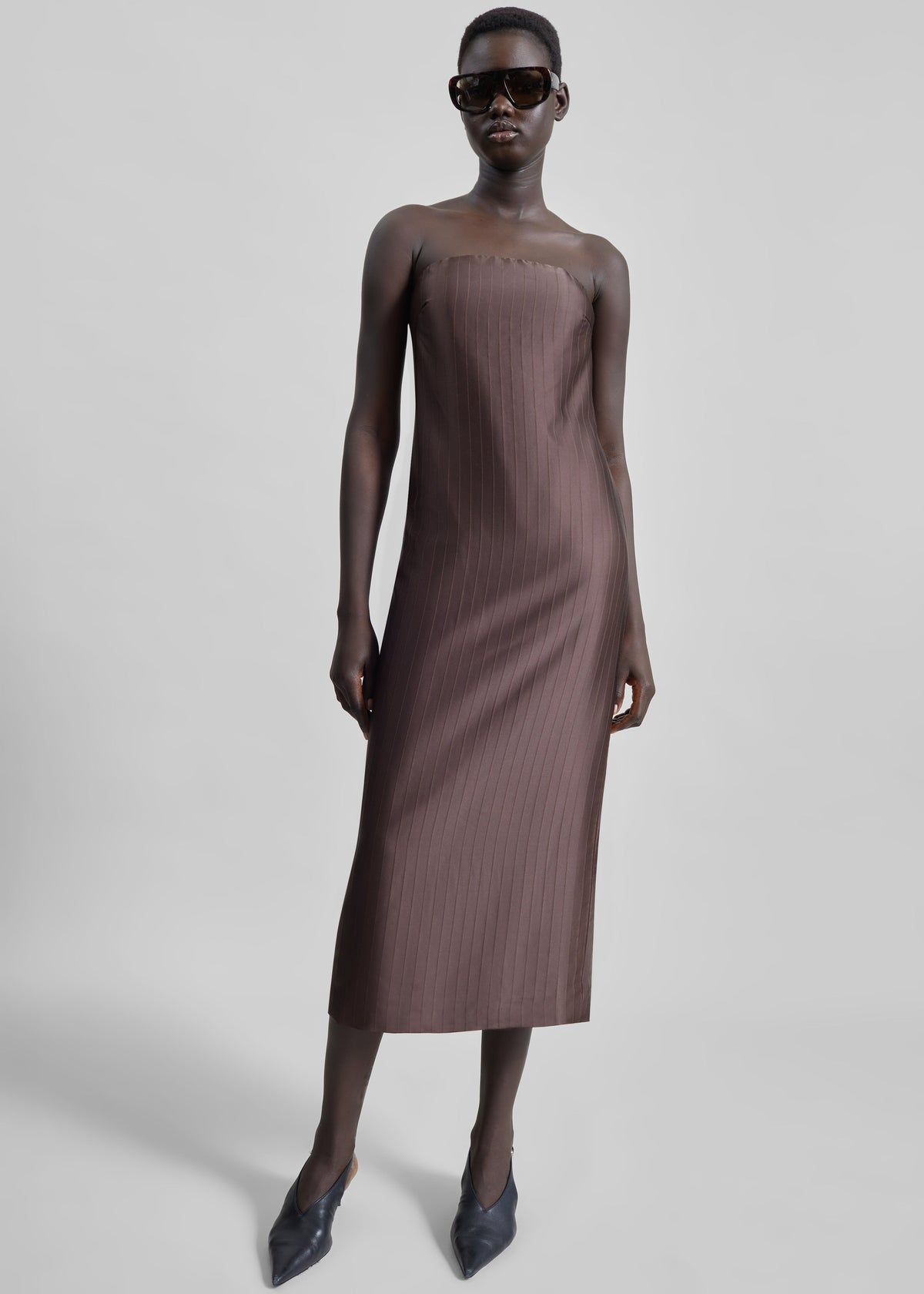 Loulou De Saison Giulia Bustier Dress - Dark Brown - 4