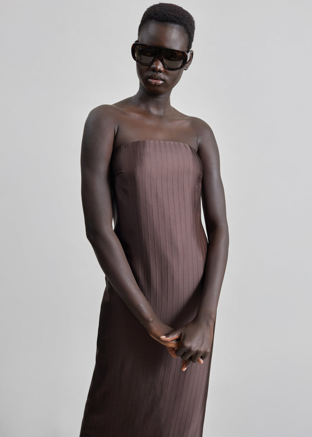 Loulou De Saison Giulia Bustier Dress - Dark Brown - 1