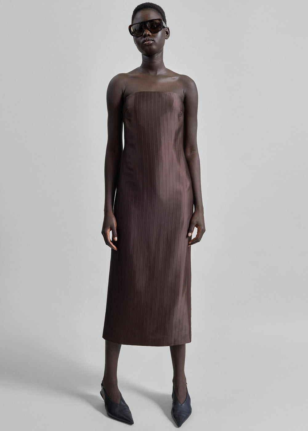 Loulou De Saison Giulia Bustier Dress - Dark Brown