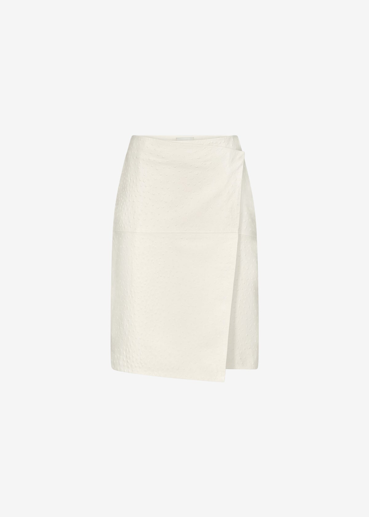 Loulou De Saison Gora Ostrich-Effect Leather Wrap Skirt  - Ivory - 9