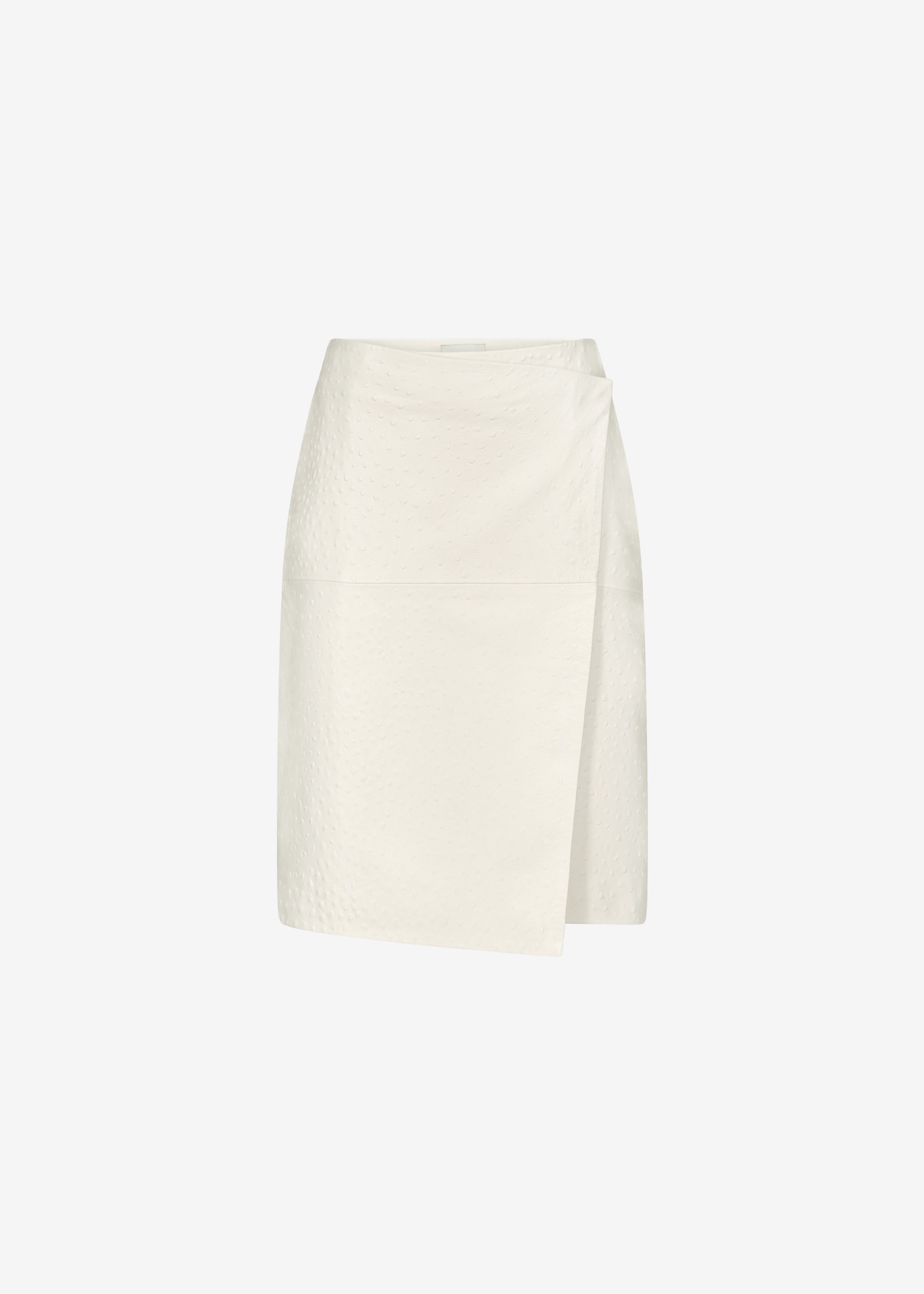 Loulou De Saison Gora Ostrich-Effect Leather Wrap Skirt  - Ivory - 9